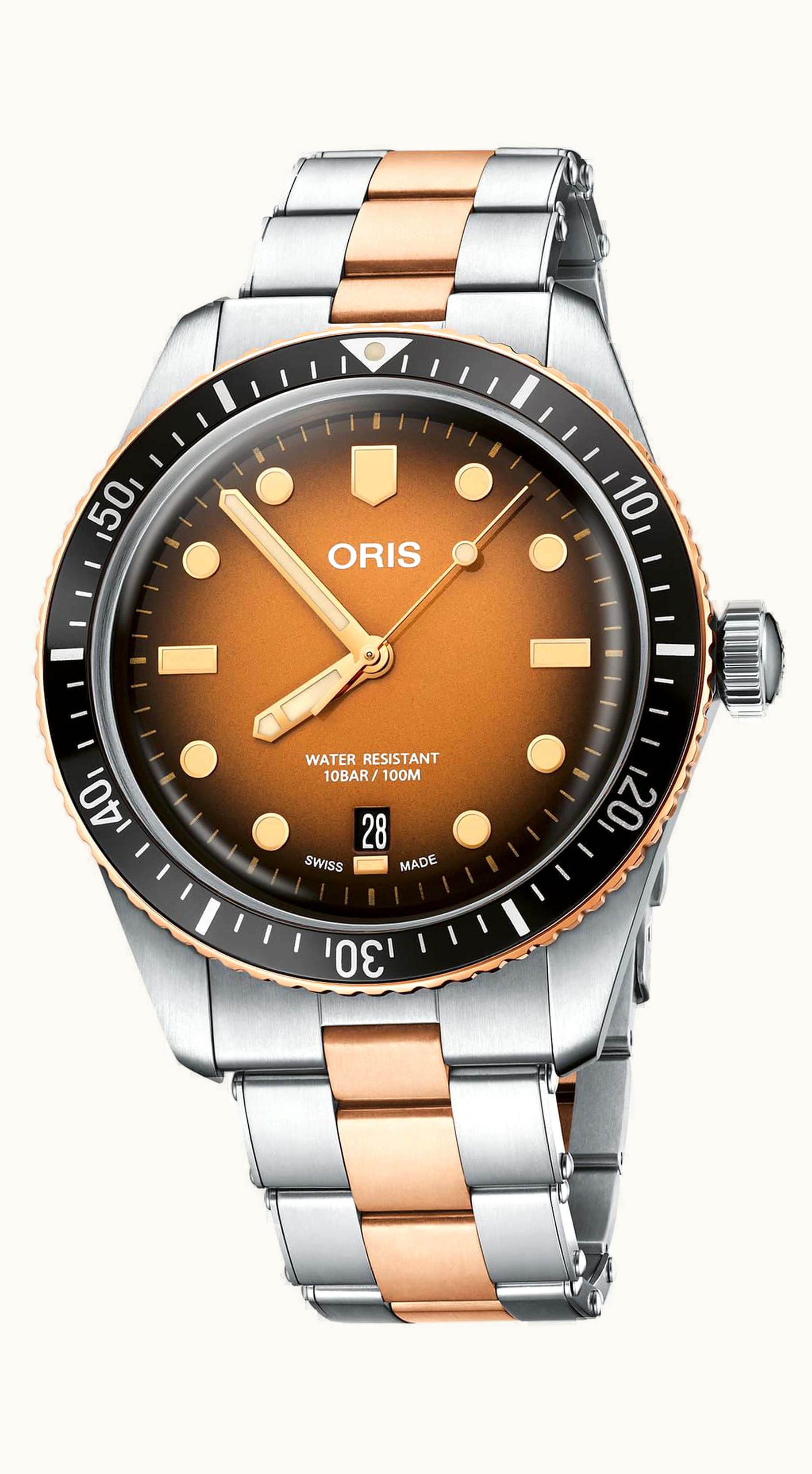 Oris Divers Sixty-Five 40 Stainless Steel / Bronze / Brown / Calf