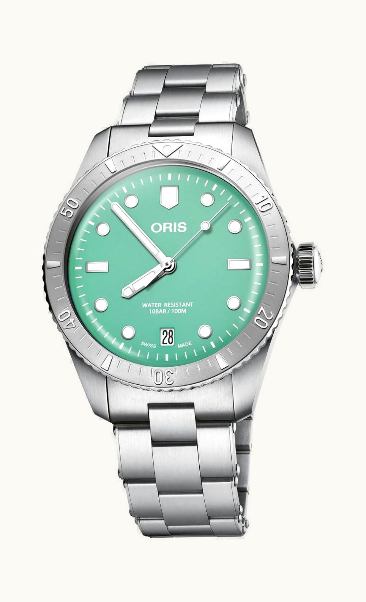 Oris Divers Sixty-Five 38 Cotton Candy Stainless Steel / Green / Bracelet