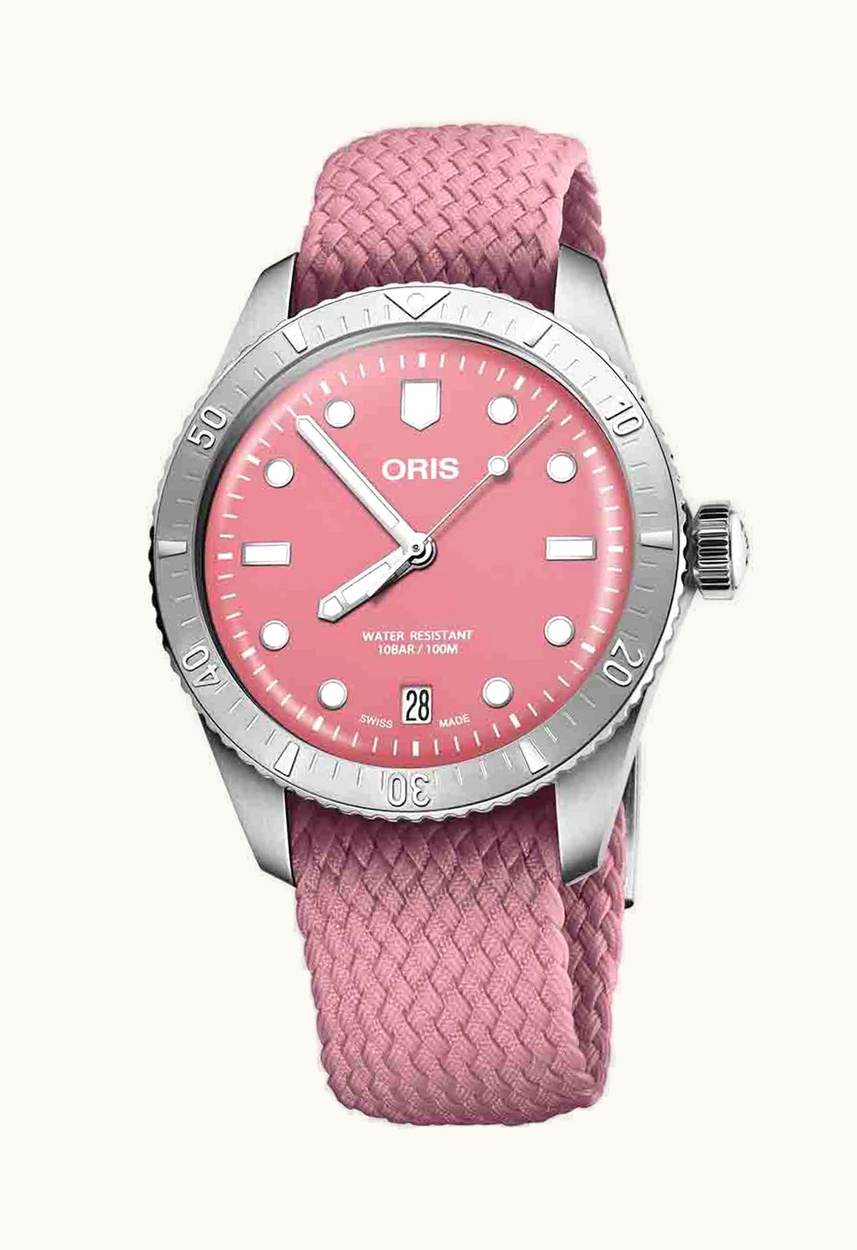Oris Divers Sixty-Five 38 Cotton Candy Stainless Steel / Pink / Perlon