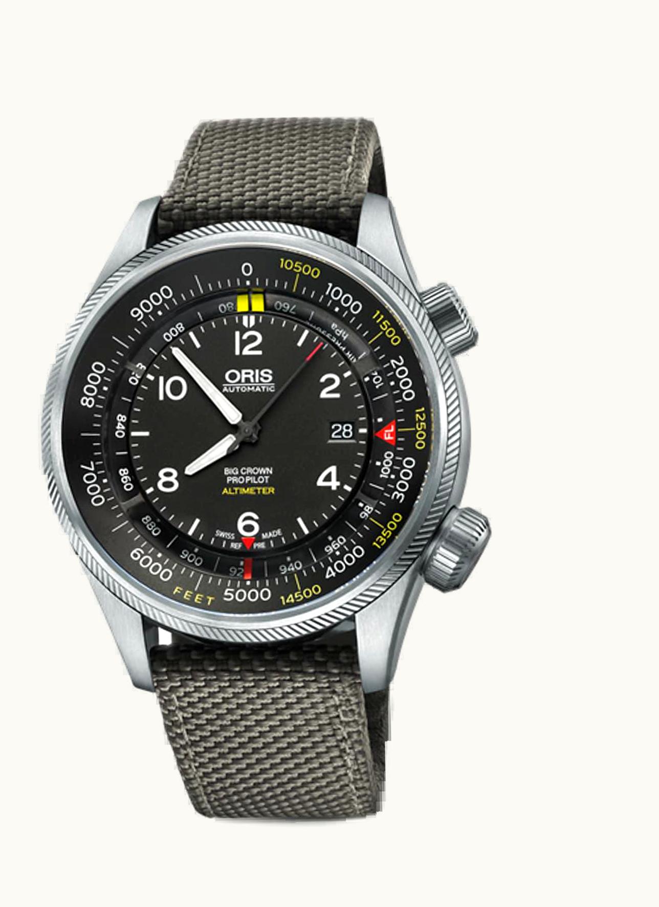 Oris Big Crown ProPilot Altimeter Feet / Grey Textile