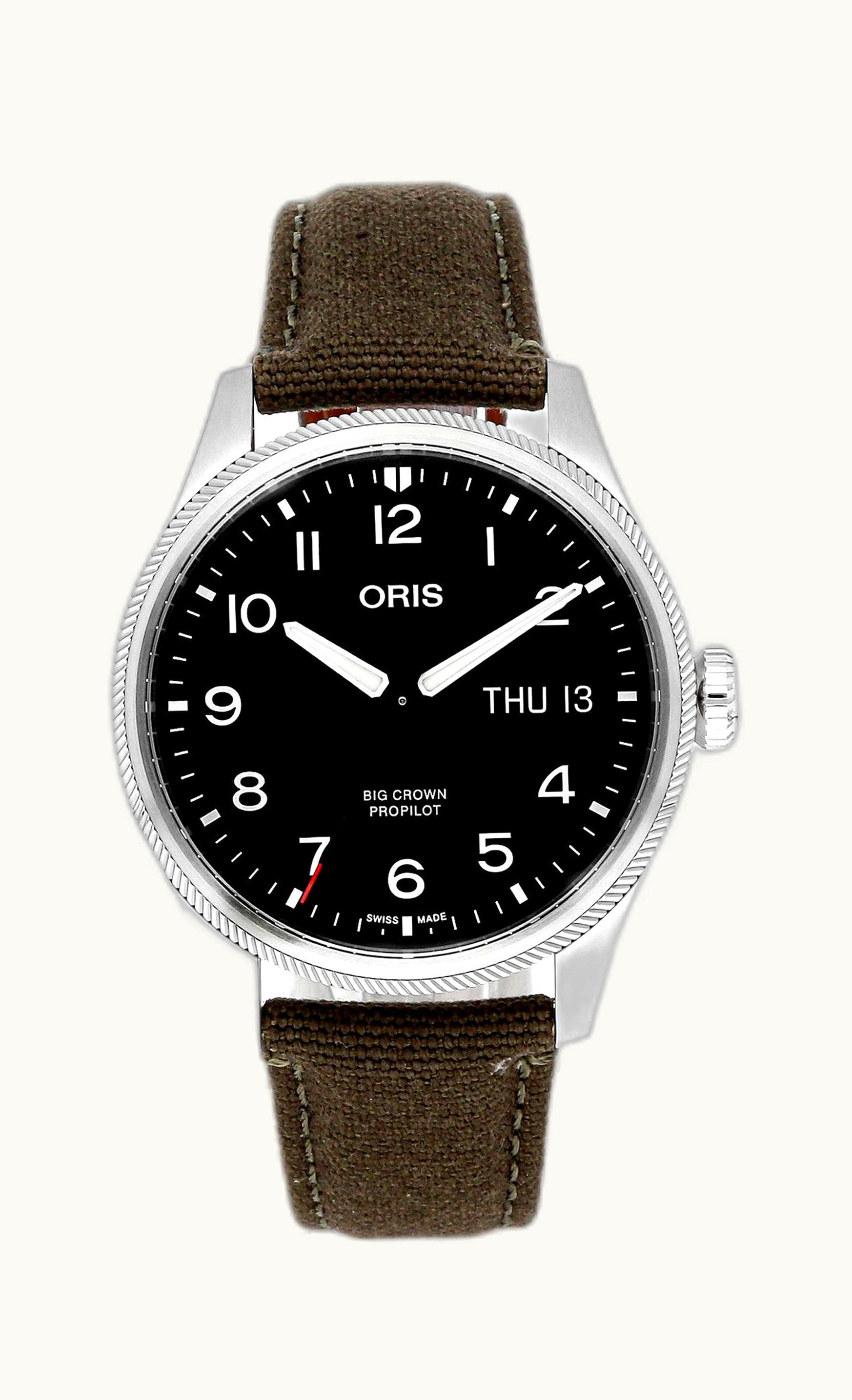 Oris Big Crown ProPilot Big Day Date Stainless Steel / Black / Leather