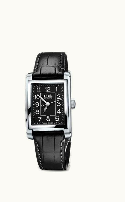 Oris Rectangular Date 24.5 Stainless Steel / Black - Arabic