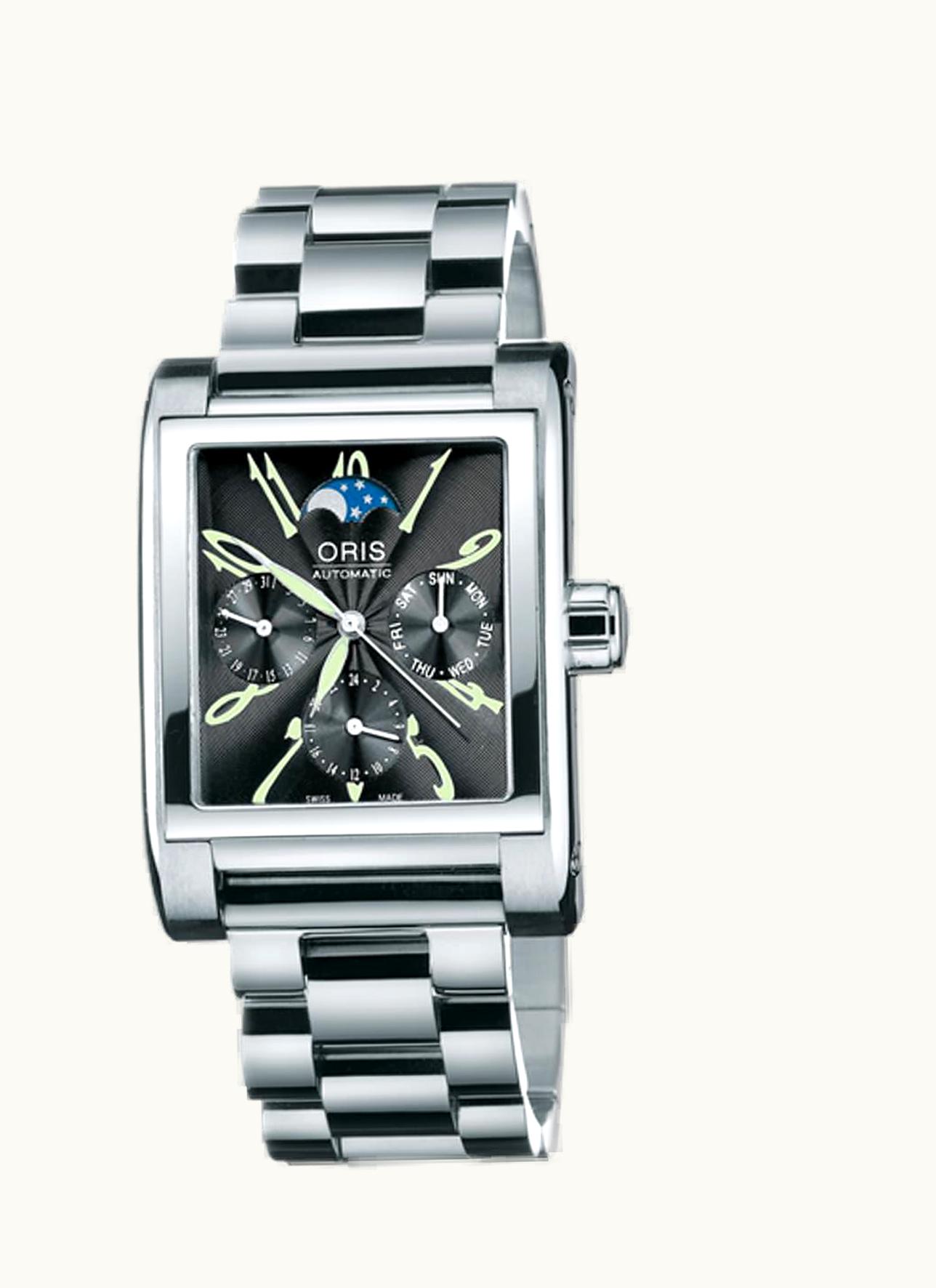 Oris Rectangular Complication Stainless Steel / Black - Arabic / Bracelet