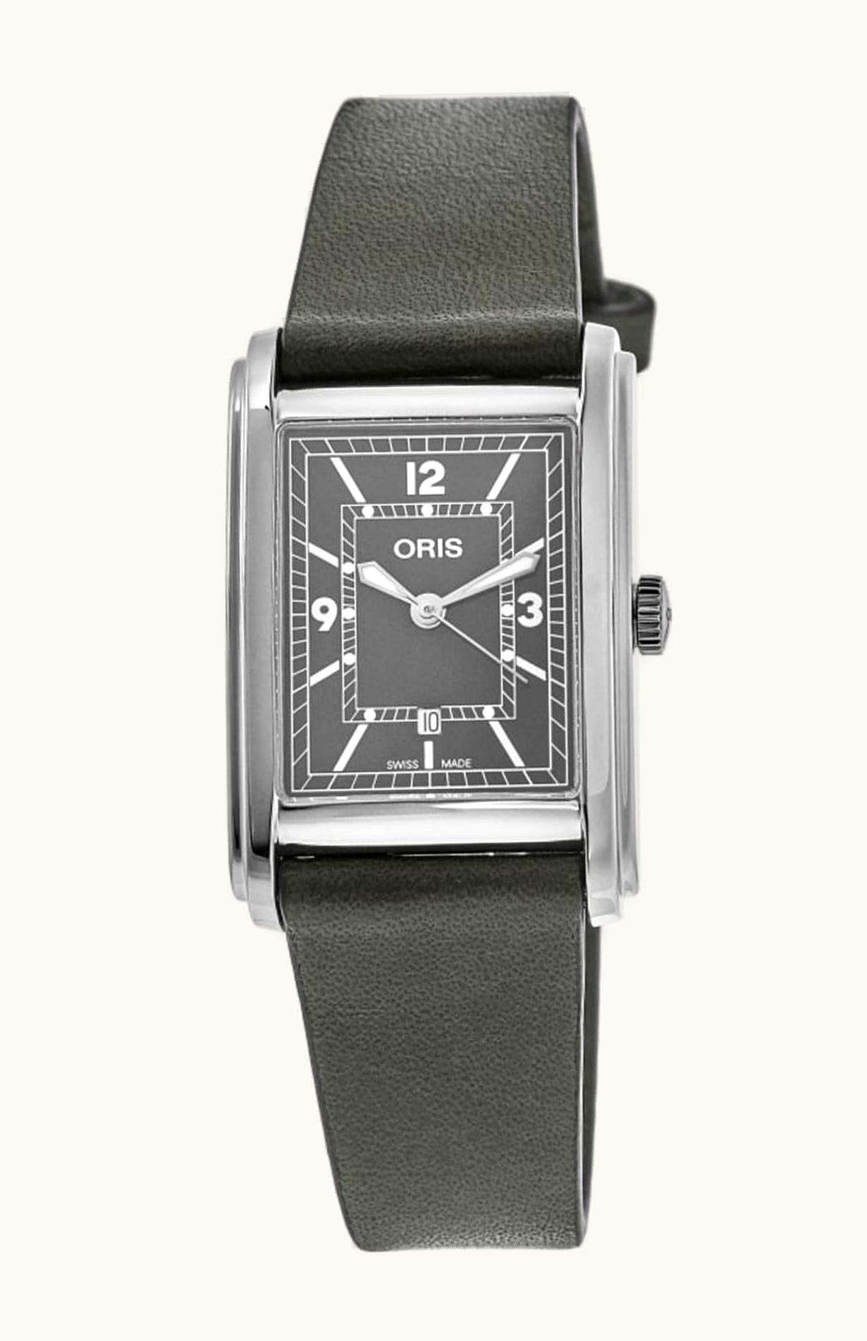 Oris Rectangular Date 25.5 Stainless Steel / Green