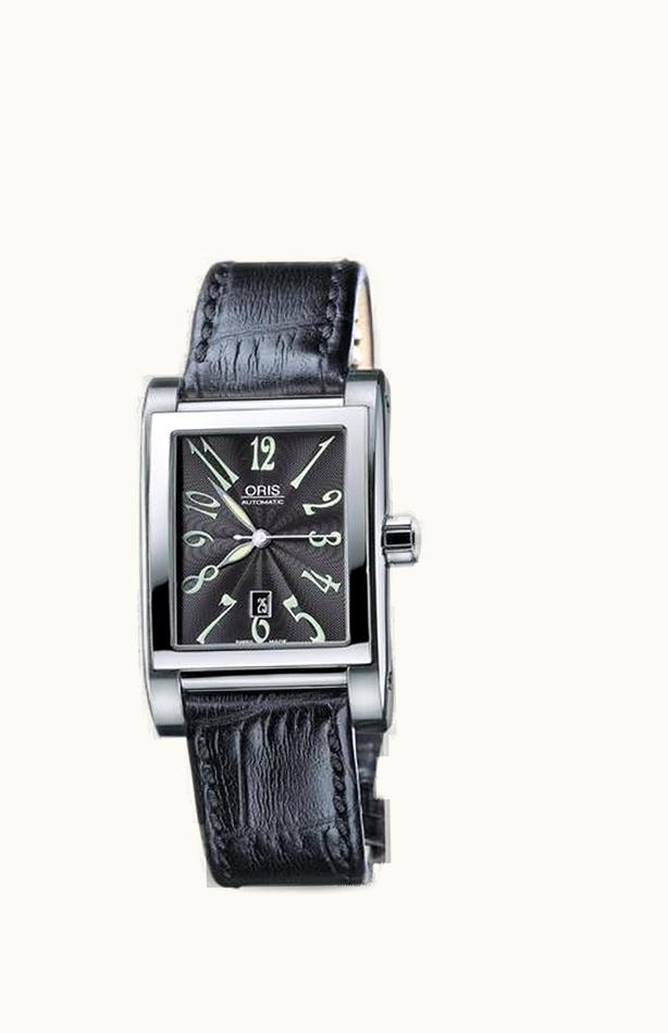 Oris Rectangular Date 24 Stainless Steel / Black - Arabic