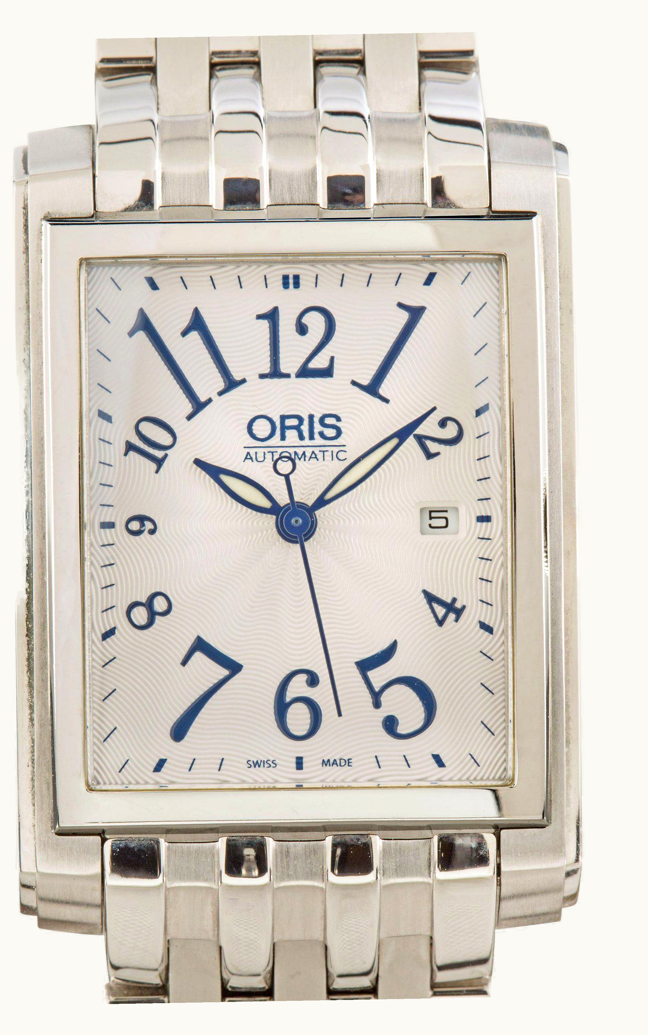 Oris Rectangular Date 30 Stainless Steel / Silver - Arabic / Bracelet