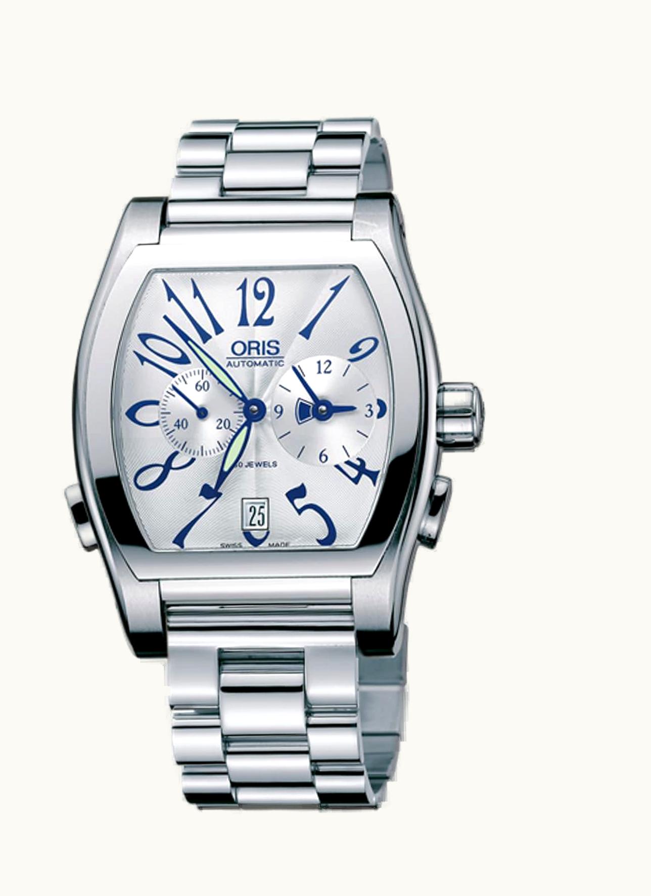 Oris Tonneau Worldtimer Stainless Steel / Silver / Bracelet