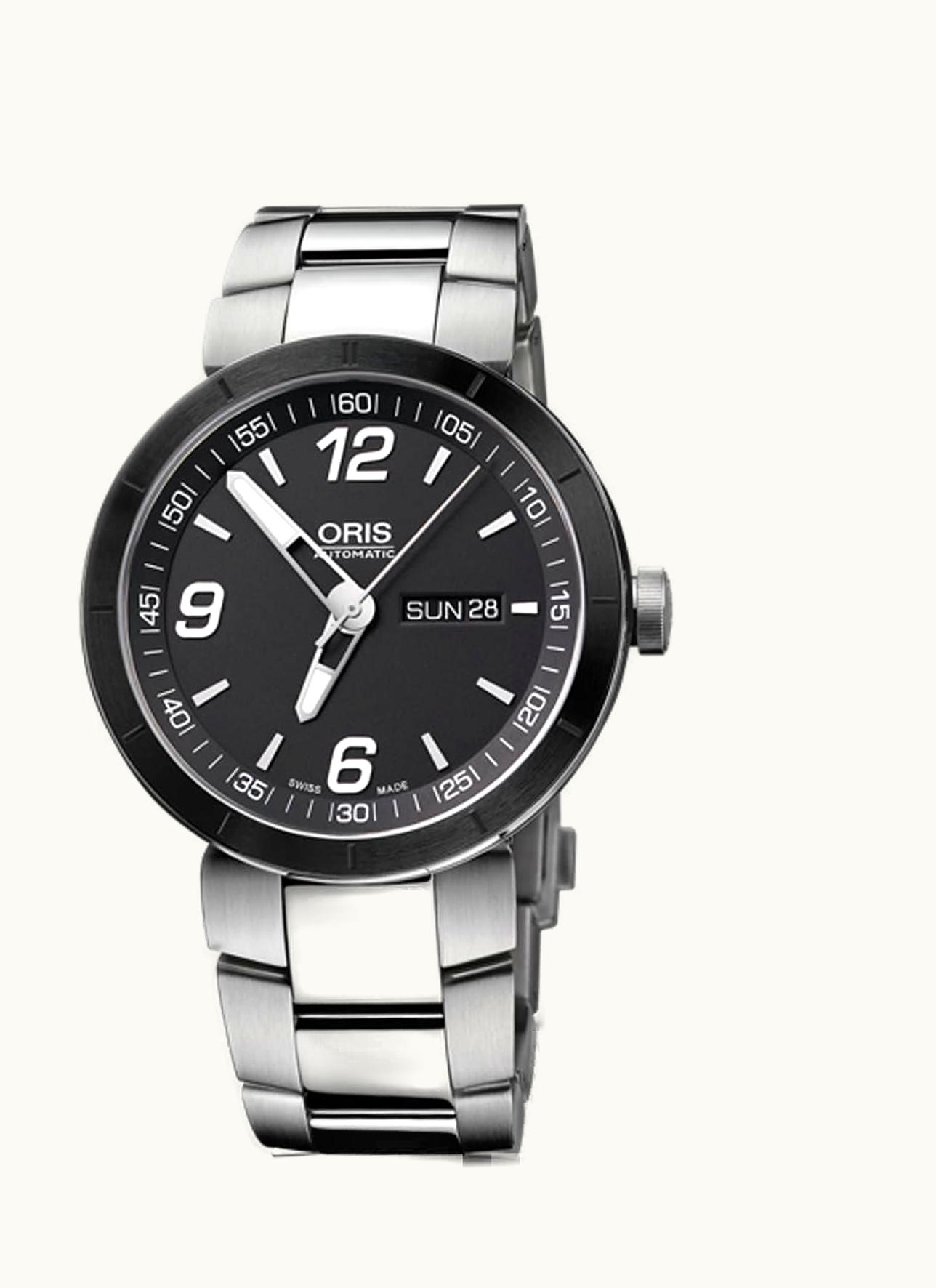 Oris TT1 Day Date Stainless Steel - Ceramic / Black / Bracelet
