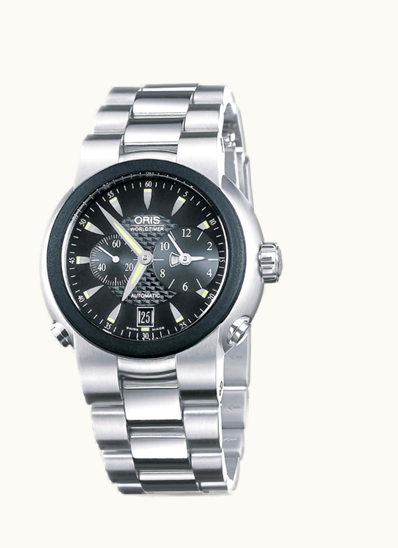 Oris TT1 Worldtimer Stainless Steel - Rubber / Black / Bracelet