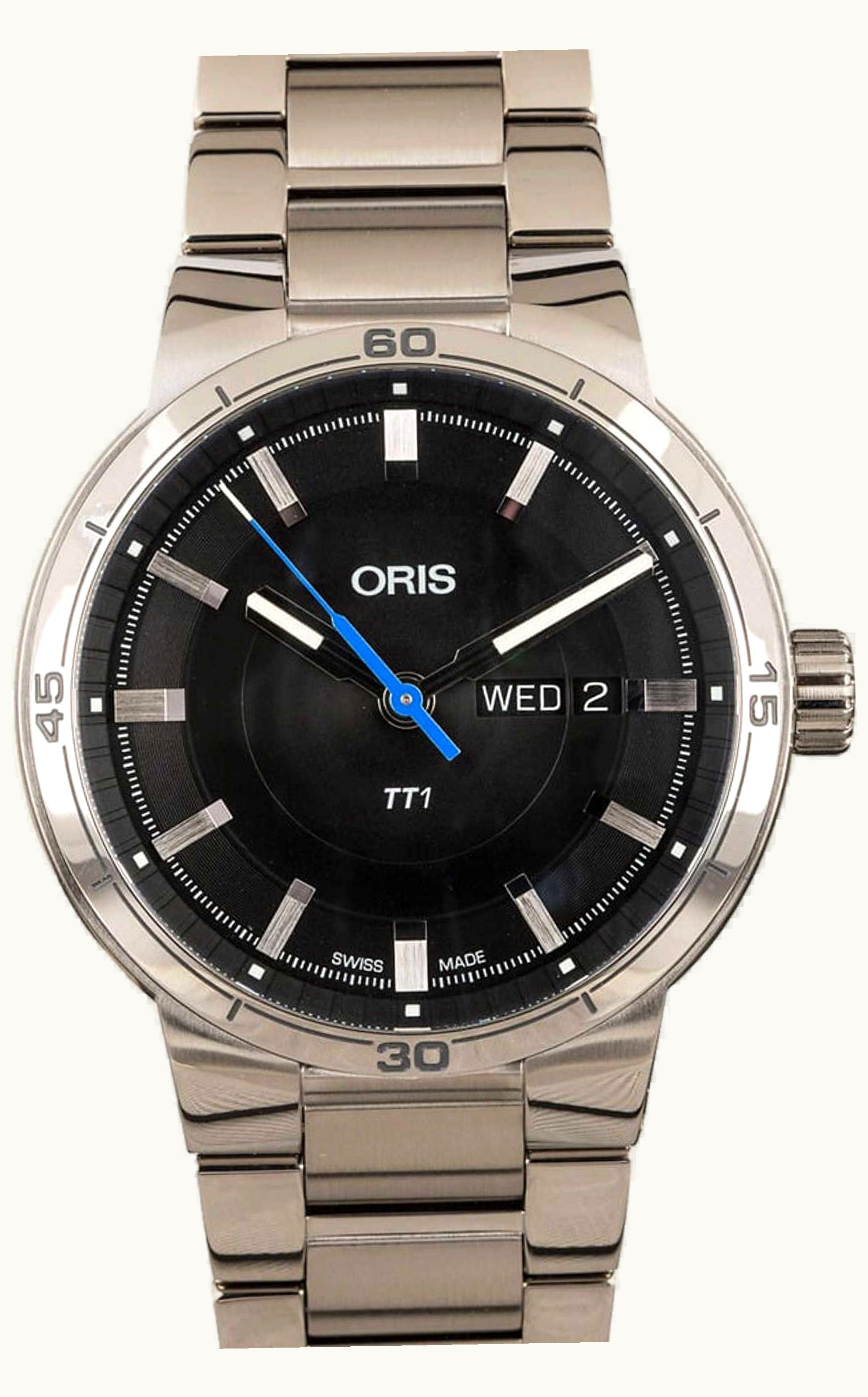 Oris TT1 Day Date Stainless Steel / Black / Bracelet