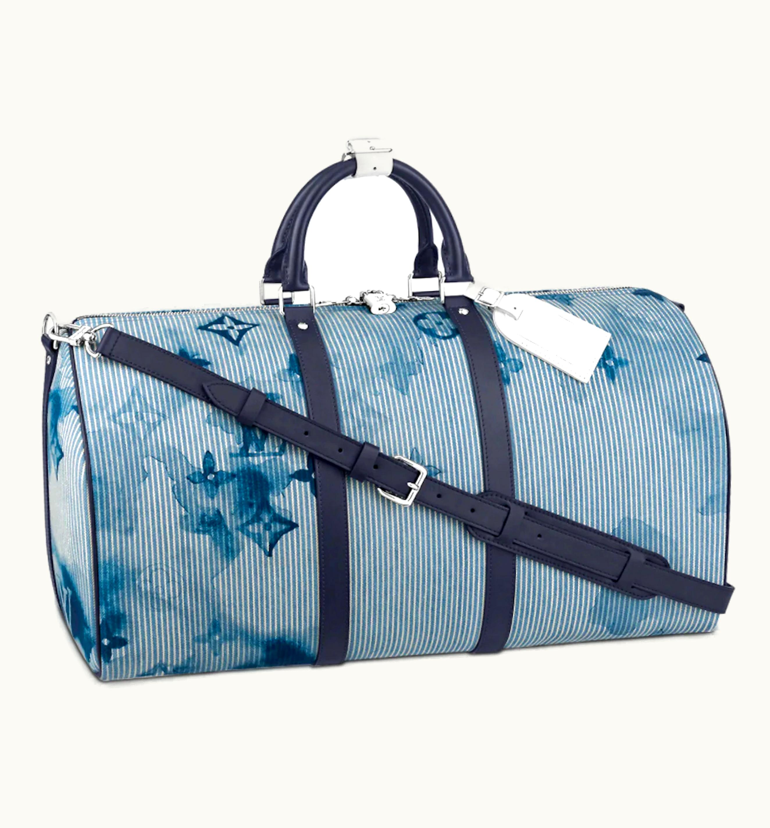 Louis Vuitton Louis Vuitton Keepall Bandouliere 50 Watercolor Denim Hickory Stripes Duffel Bag