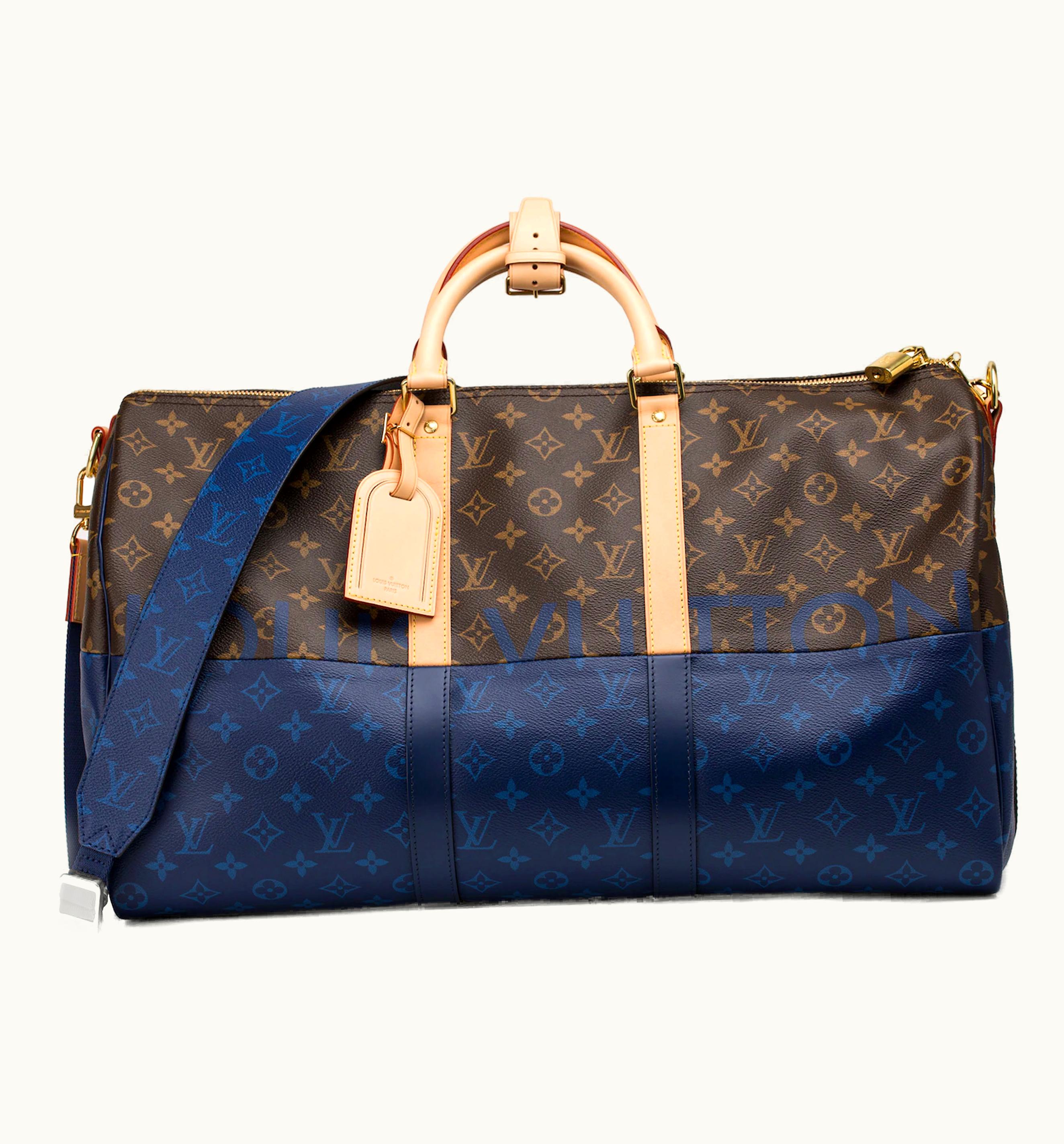 Louis Vuitton Louis Vuitton Keepall Bandouliere Monogram Eclipse Outdoor Split 50 Brown/Pacific Blue