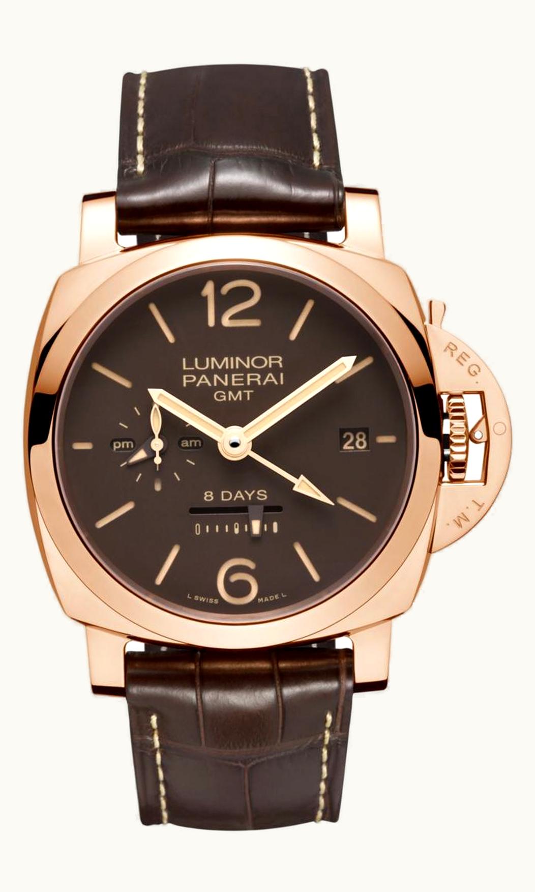 Panerai Luminor 1950 44 8 Days GMT Red Gold / Brown