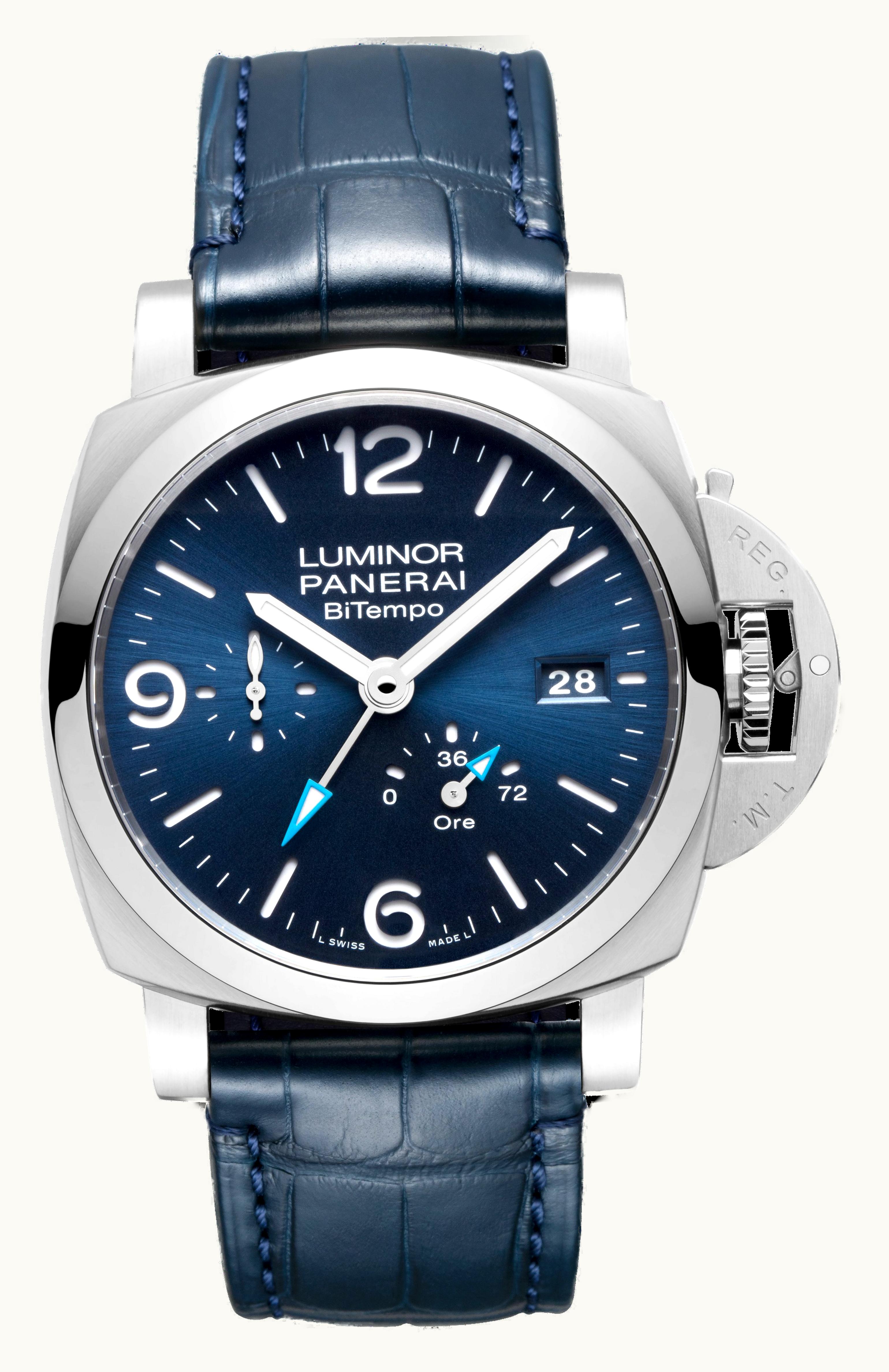 Panerai Luminor 1950 44 BiTempo Stainless Steel / Blue