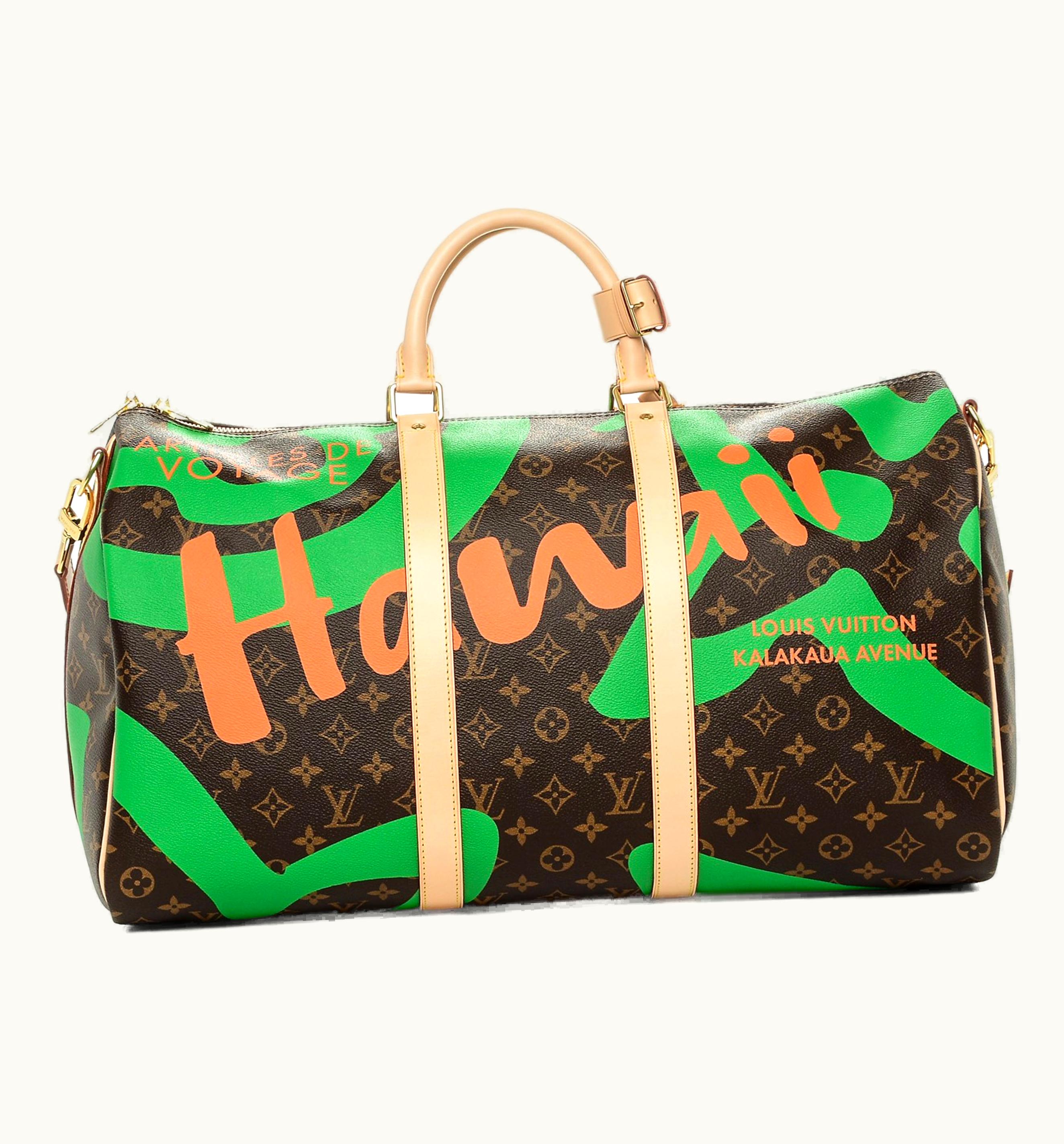 Louis Vuitton Louis Vuitton Keepall Bandouliere Monogram Tahitienne Hawaii 50 Green/Orange