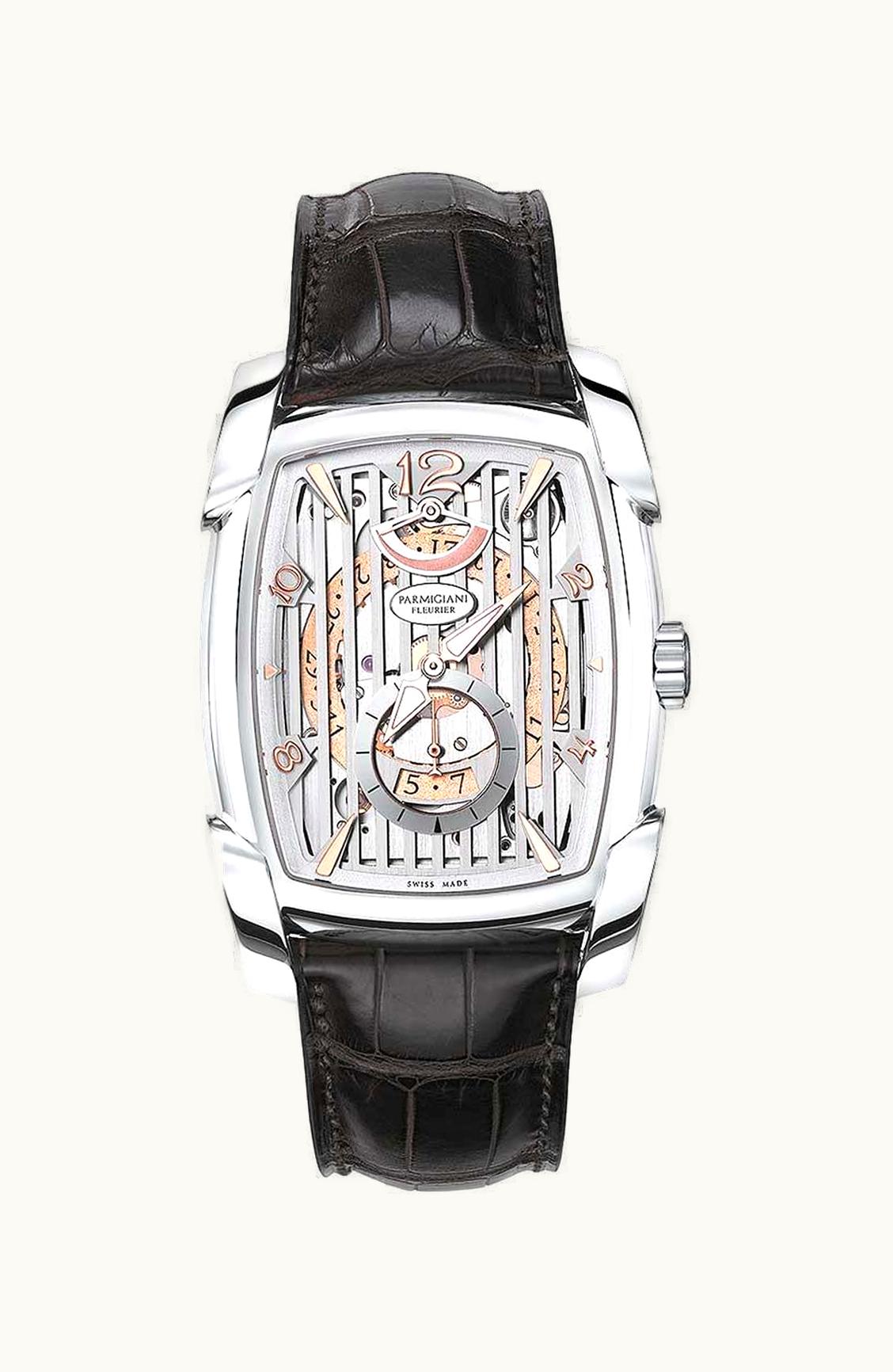 Parmigiani Fleurier Kalpa XL Hebdomadaire White Gold / Silver Grille / Alligator