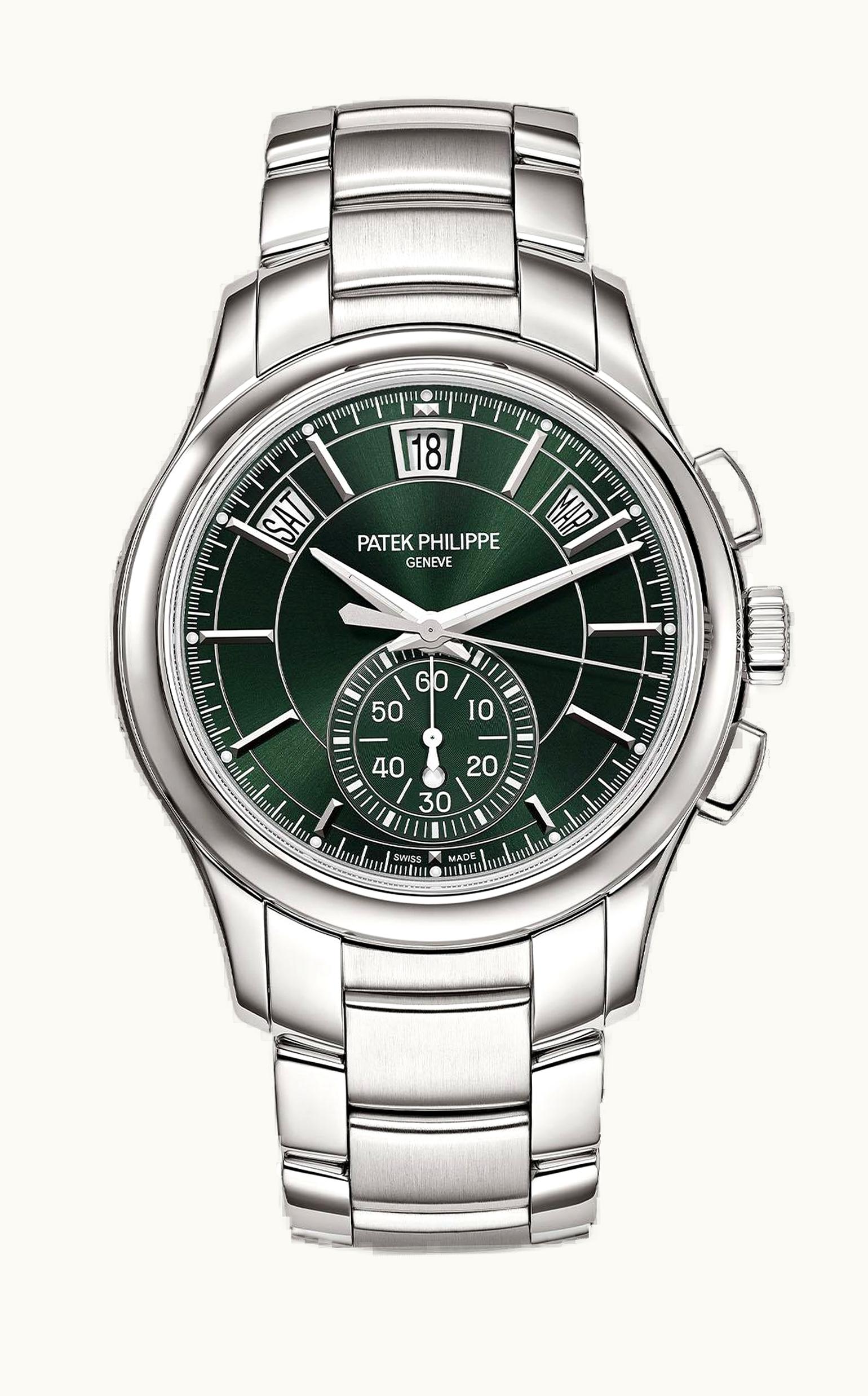Patek Philippe Annual Calendar Chronograph 5905 Stainless Steel / Green / Bracelet