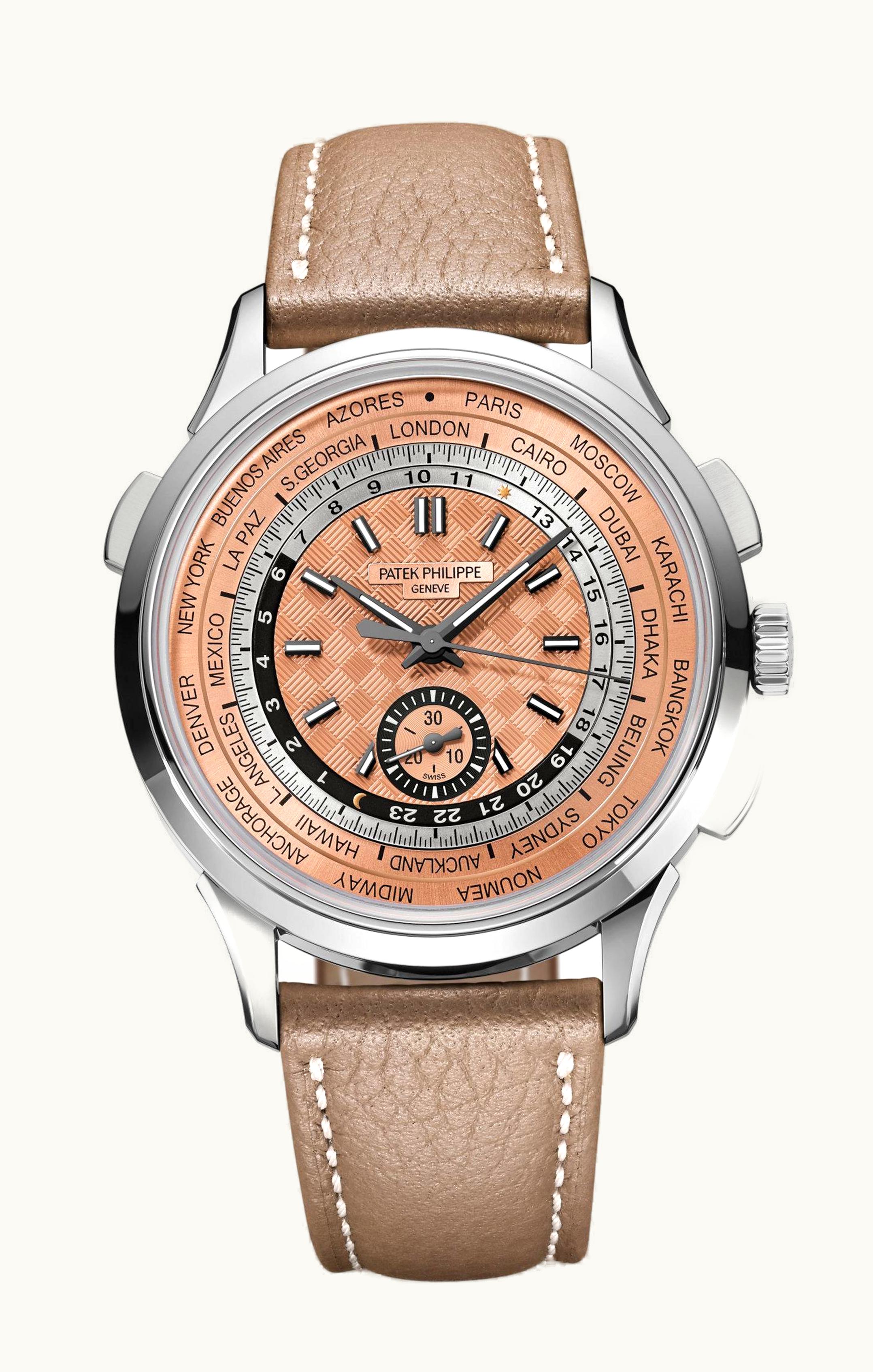 Patek Philippe World Time Chronograph 5935 Stainless Steel / Salmon
