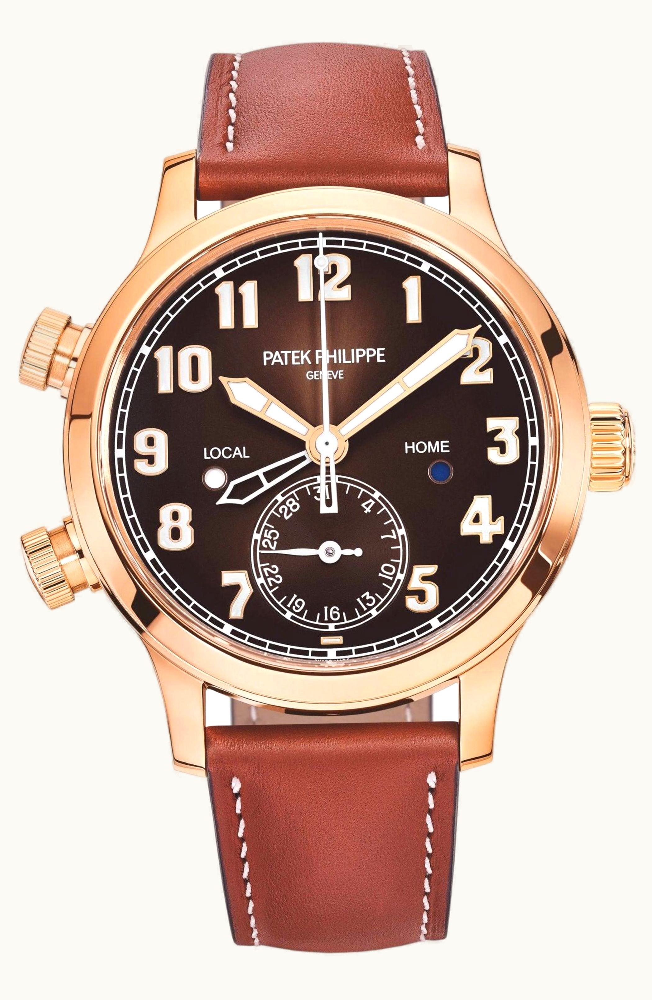 Patek Philippe Calatrava Pilot Travel Time 5524 Rose Gold / Brown