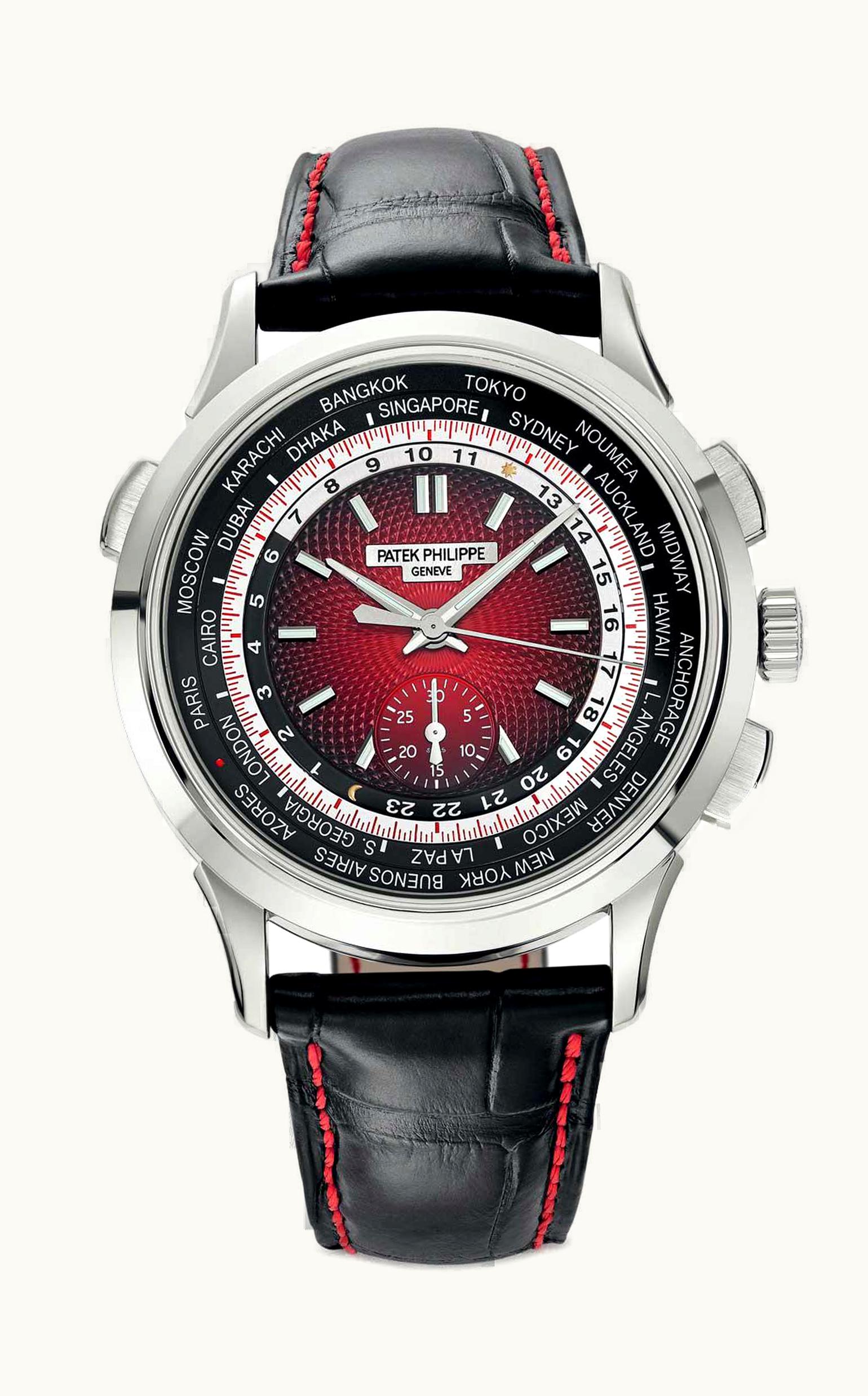 Patek Philippe World Time Chronograph 5930 White Gold / Red / Singapore 2019