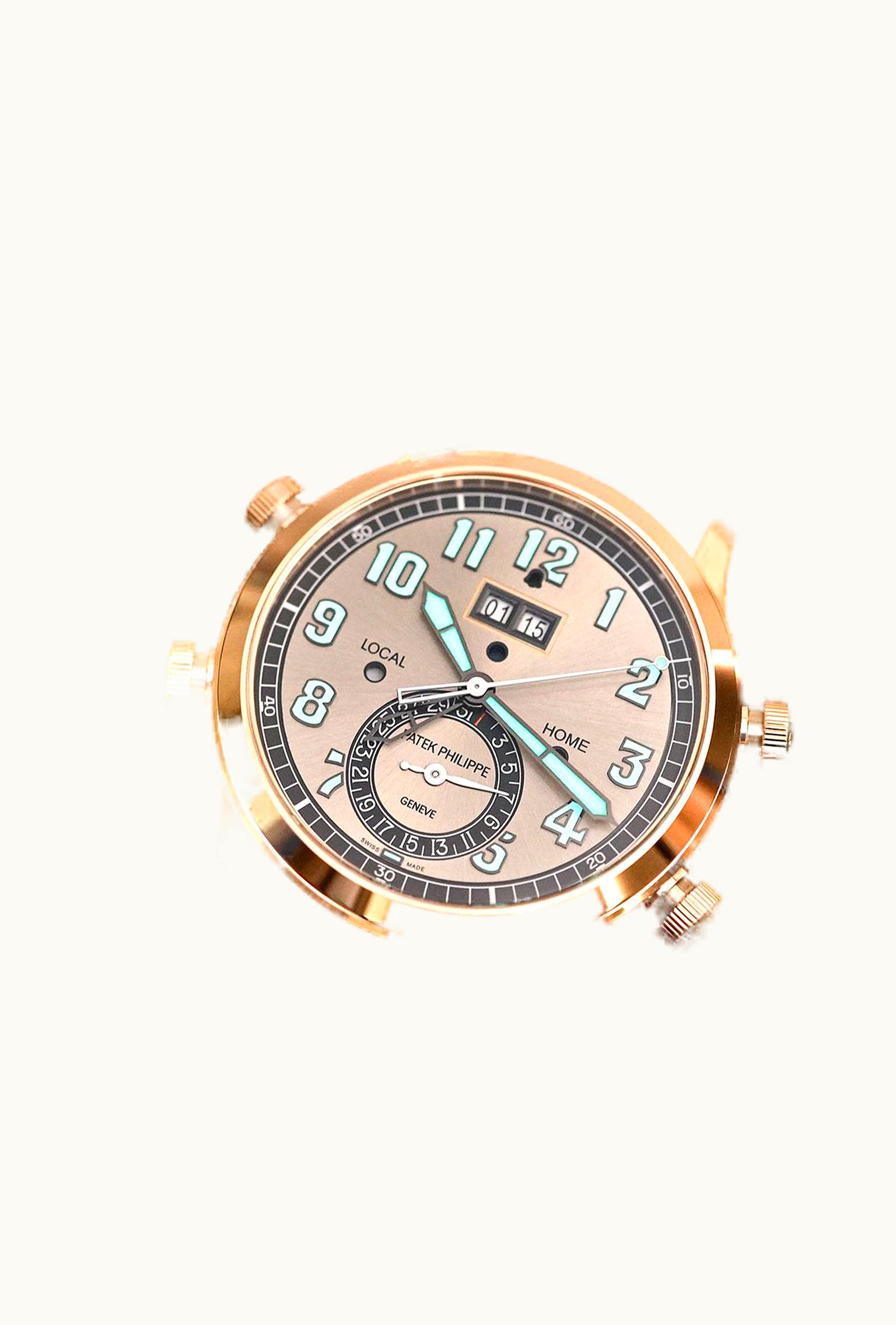 Patek Philippe Calatrava Pilot Travel Time Alarm 5520 Rose Gold / Grey