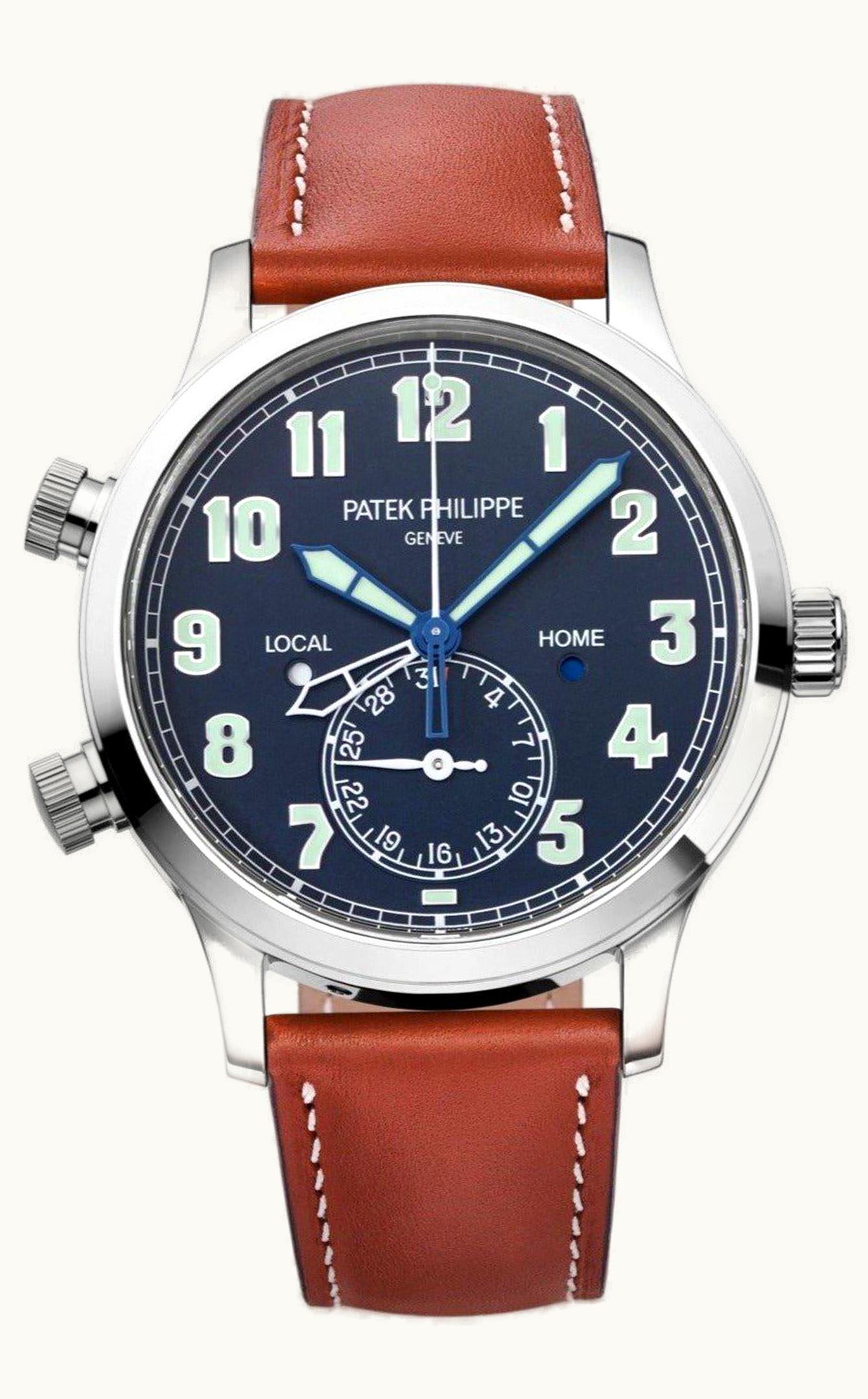 Patek Philippe Calatrava Pilot Travel Time 5524 White Gold / Blue