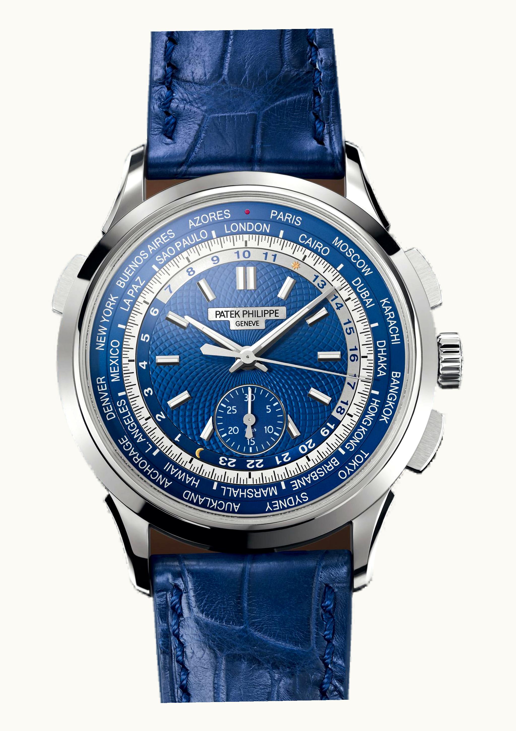 Patek Philippe World Time Chronograph 5930 White Gold / Blue / Beijing