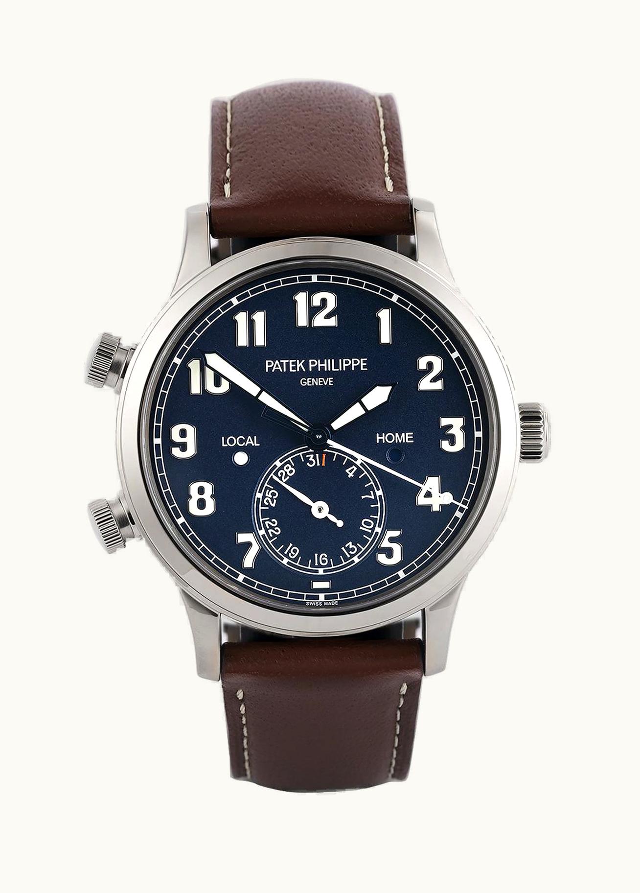 Patek Philippe Calatrava Pilot Travel Time 5524 Tiffany White Gold / Blue