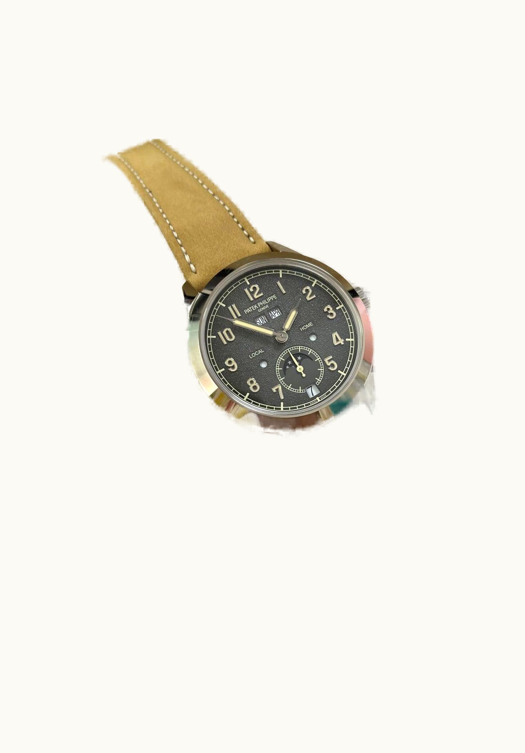 Patek Philippe Calatrava Annual Calendar Travel Time White Gold / Charcoal