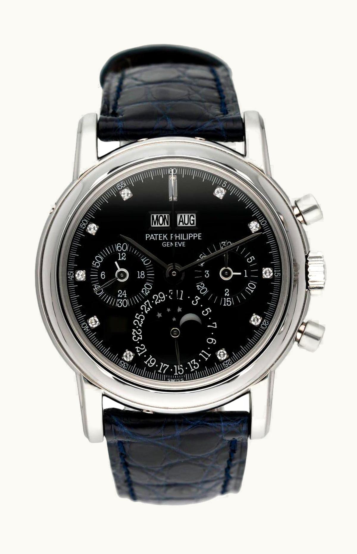 Patek Philippe Perpetual Calendar Chronograph 3970 Platinum / Black Diamond