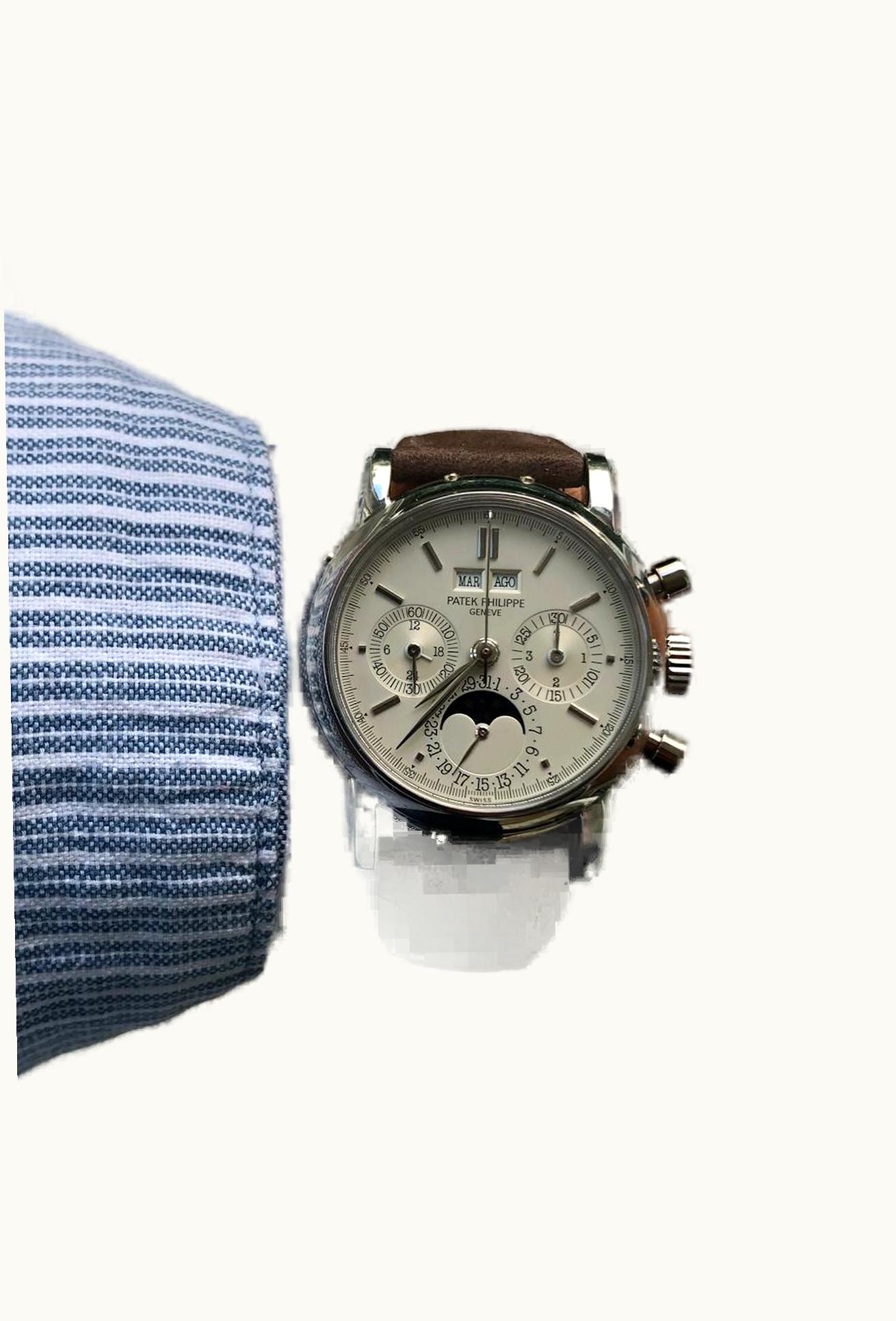 Patek Philippe Perpetual Calendar Chronograph 3970 Platinum / Silver Stick