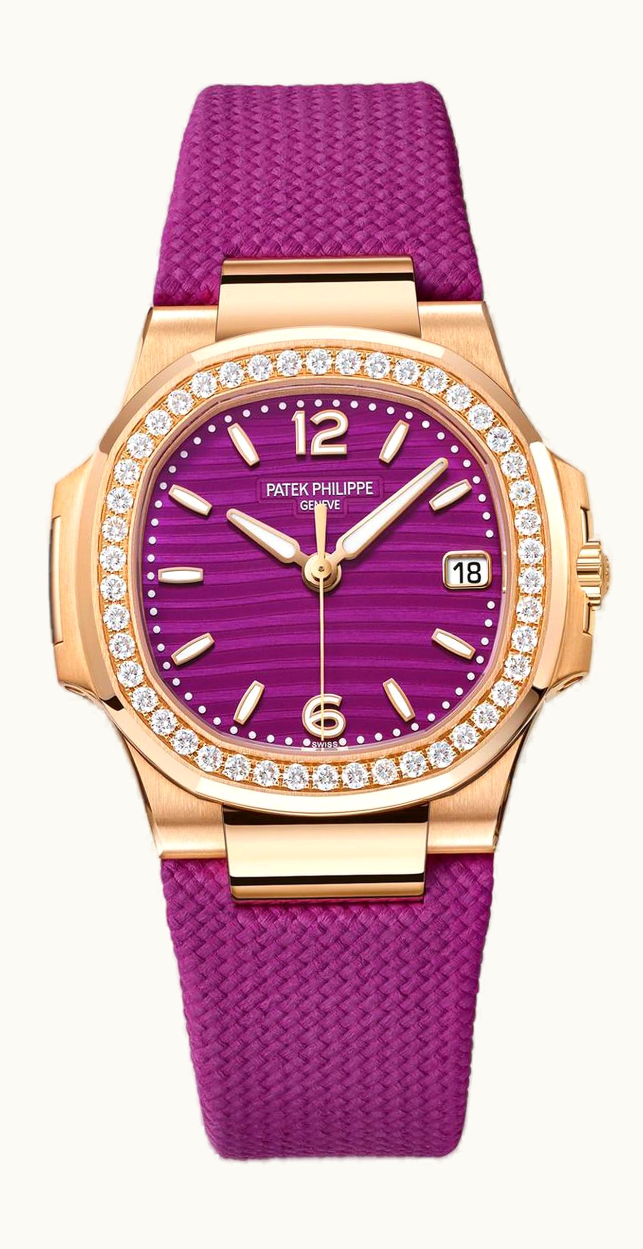 Patek Philippe Nautilus 7010 Rose Gold - Diamond / Purple / Strap