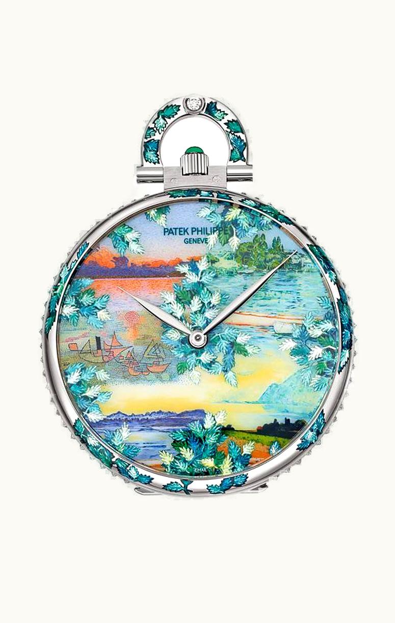 Patek Philippe Pocket Watch Lepine White Gold / Dawn on the Lake