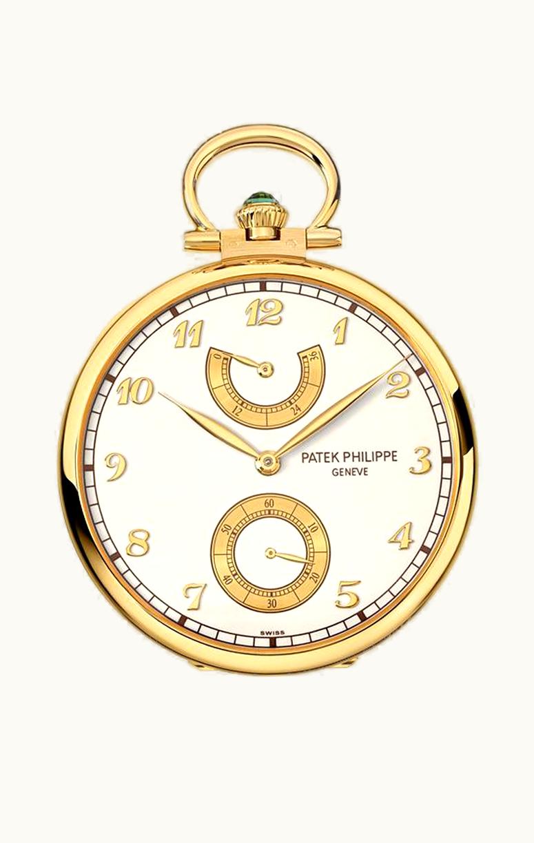 Patek Philippe Pocket Watch Lepine Power Reserve Yellow Gold / Mountain Landscape