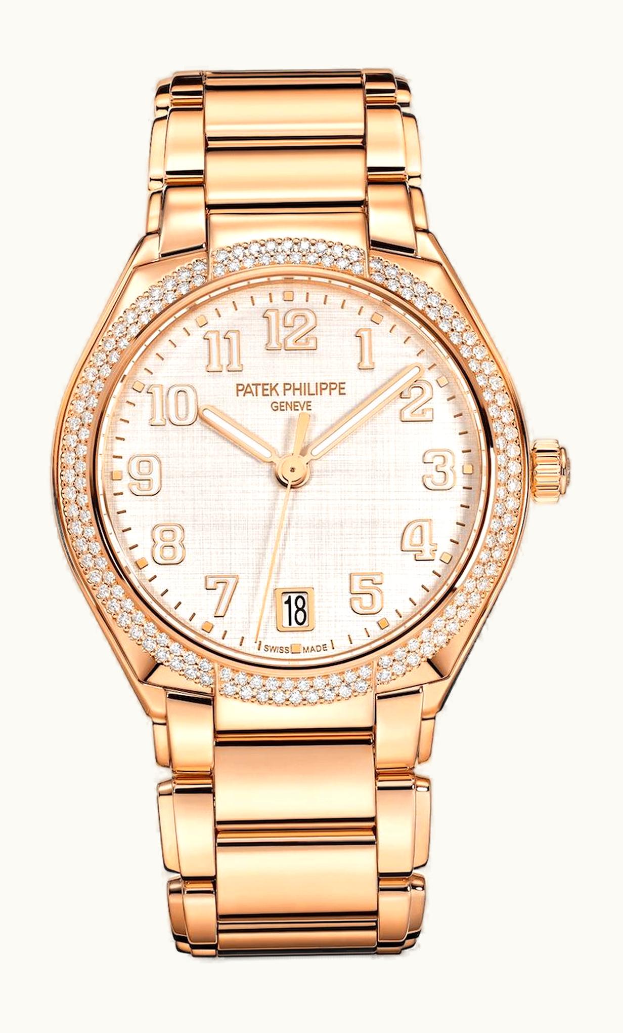 Patek Philippe Twenty-4 Automatic Rose Gold / Diamond / Shantung Silk