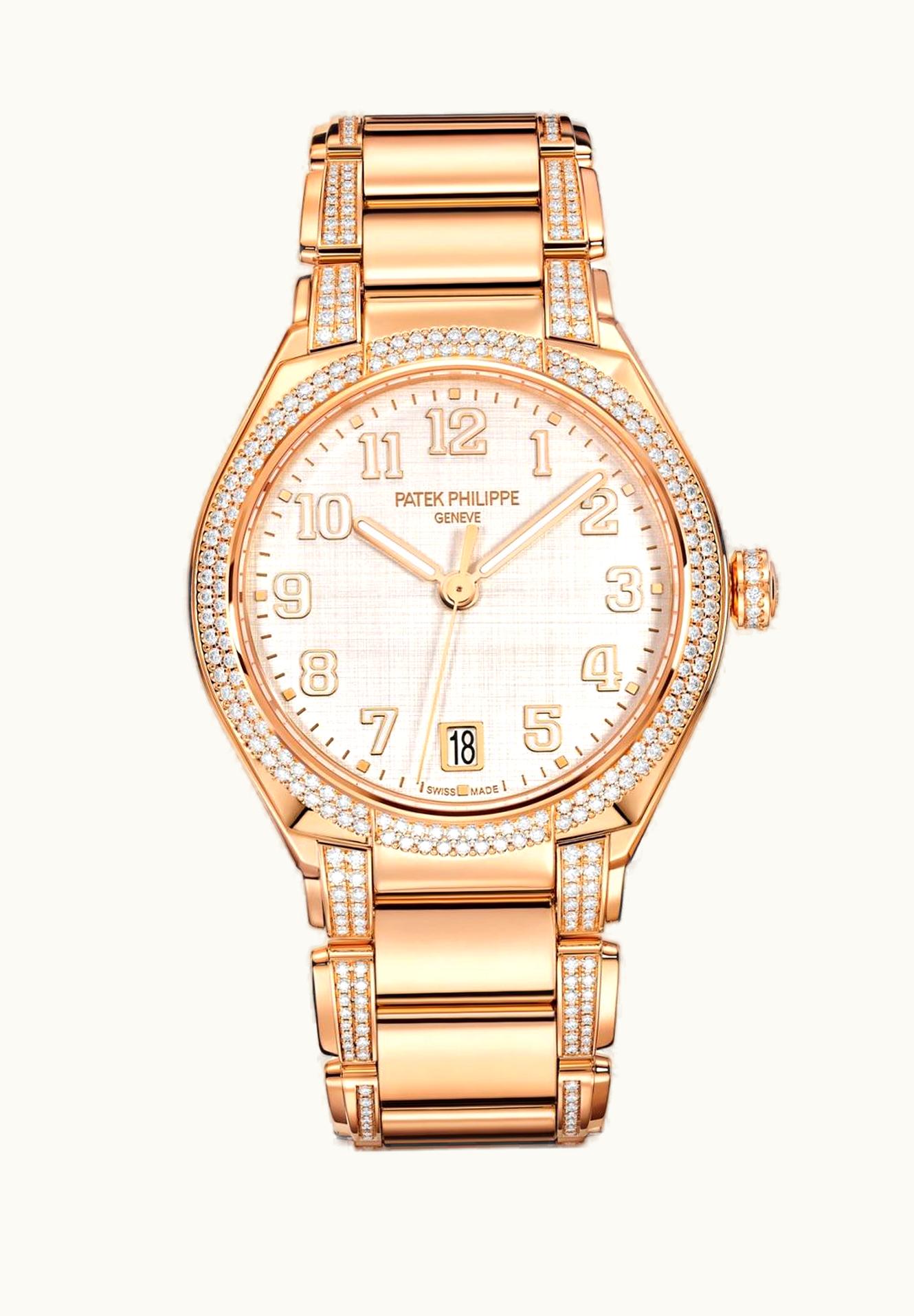Patek Philippe Twenty-4 Automatic Rose Gold / Diamond / Shantung Silk