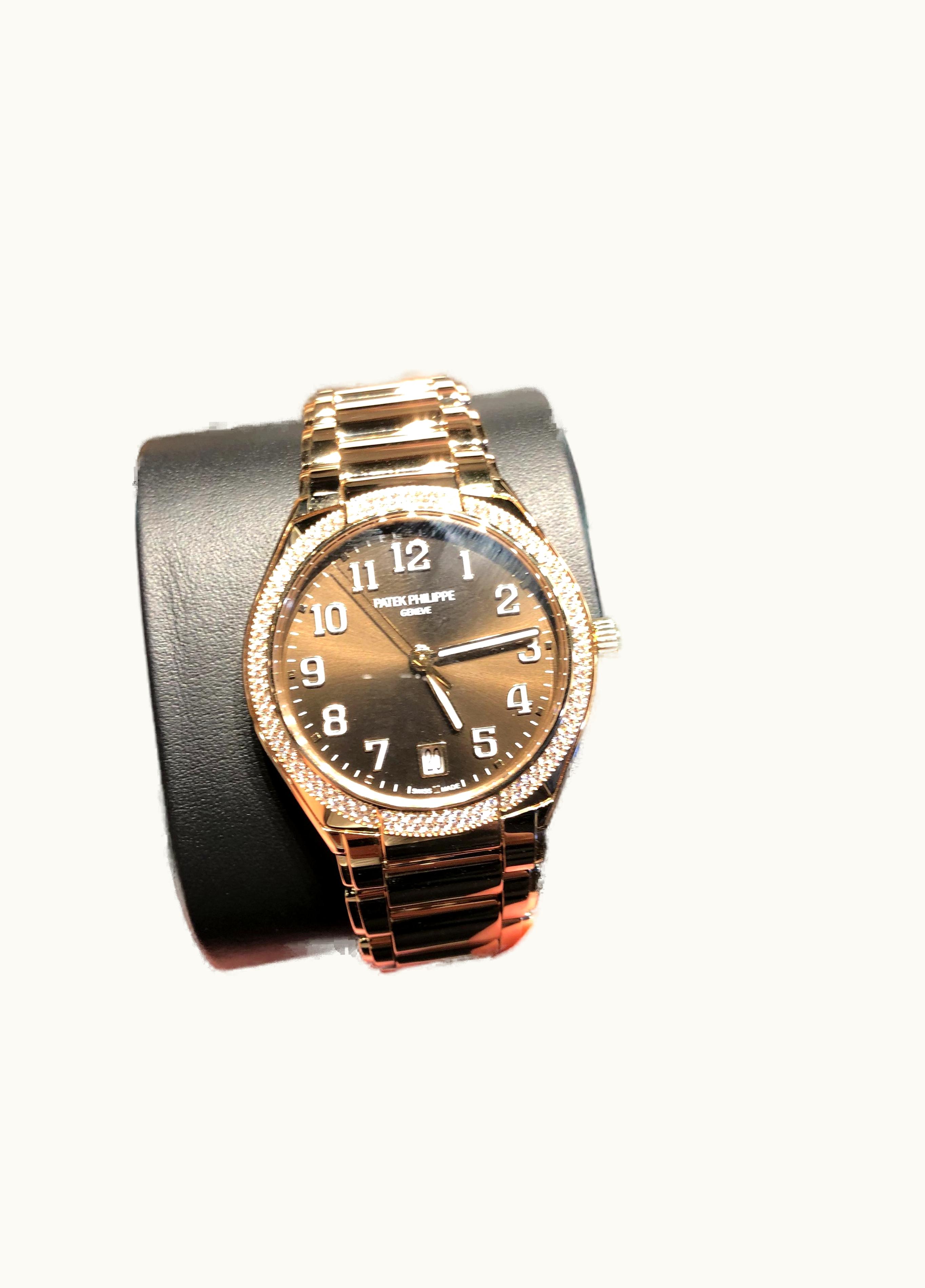 Patek Philippe Twenty-4 Automatic Tiffany Rose Gold / Diamond / Shantung Silk
