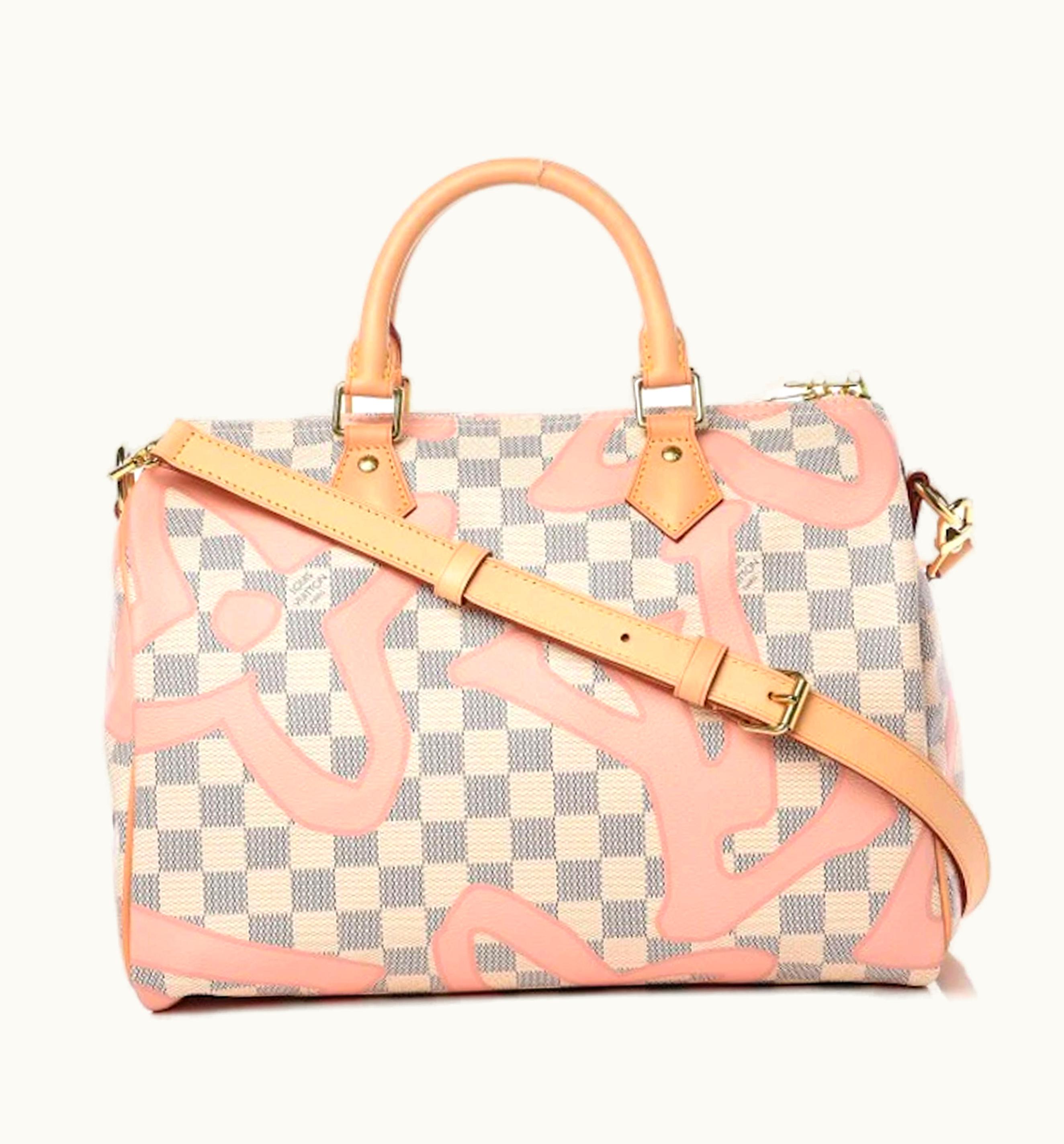 Louis Vuitton Louis Vuitton Speedy Bandouliere Damier Azur Tahitienne 30 Rose Ballerine