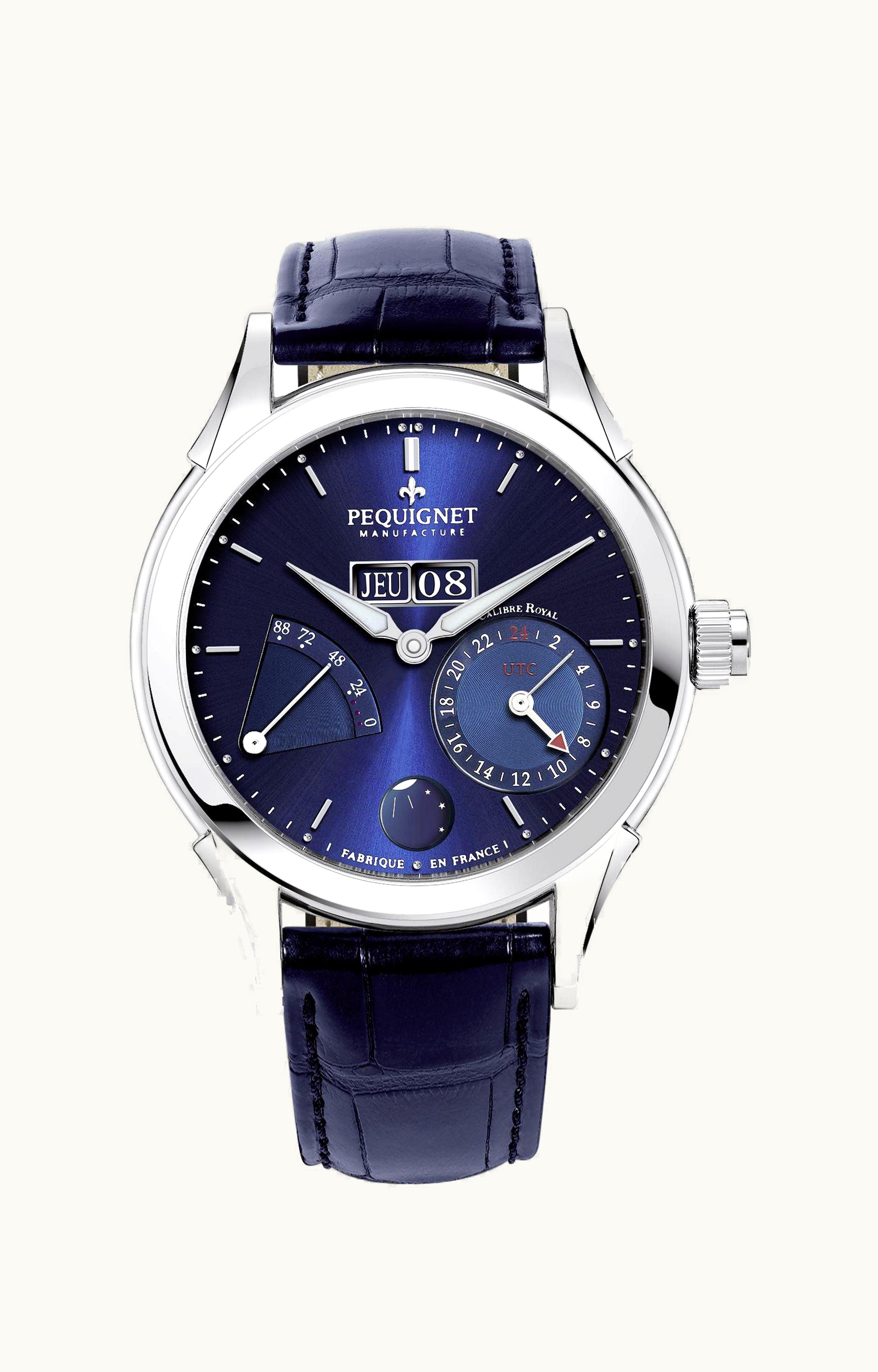 Pequignet Rue Royale GMT Stainless Blue / Fabric