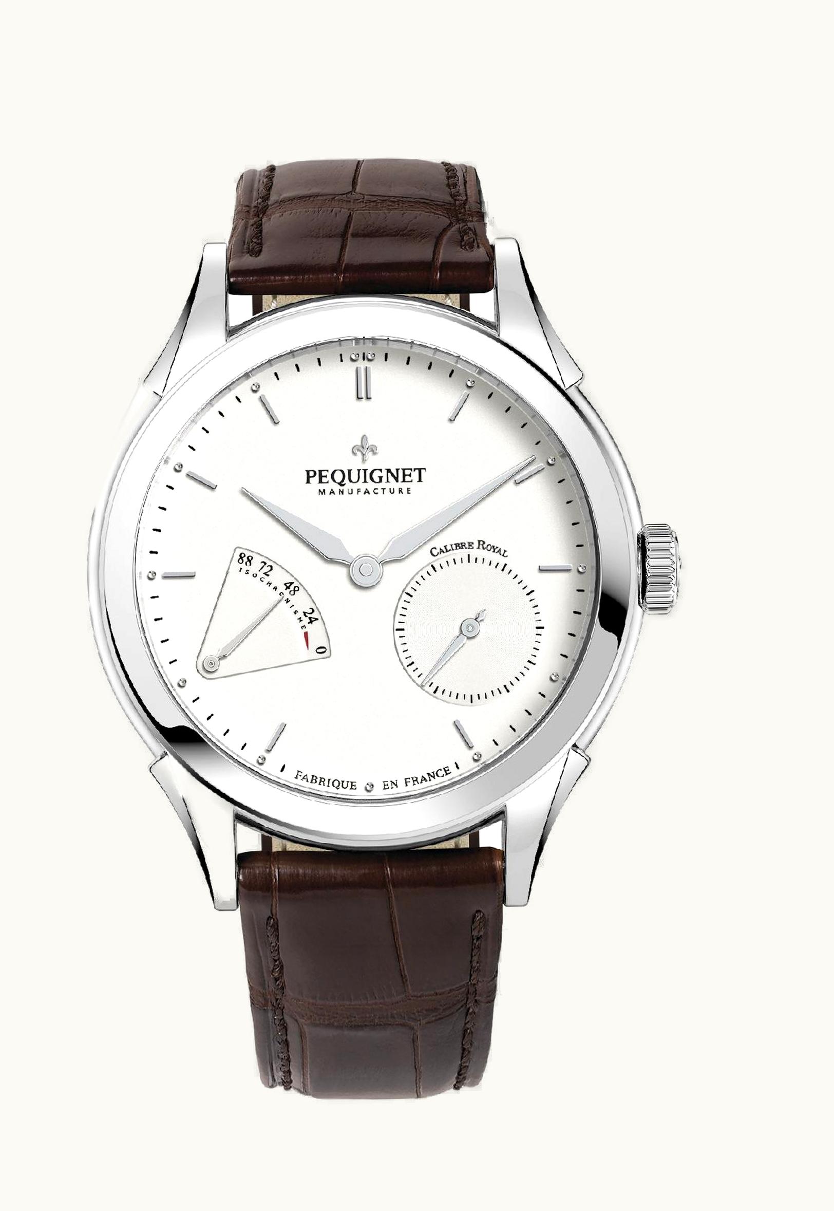 Pequignet Rue Royale Day Date Stainless Steel / Black / Black Alligator