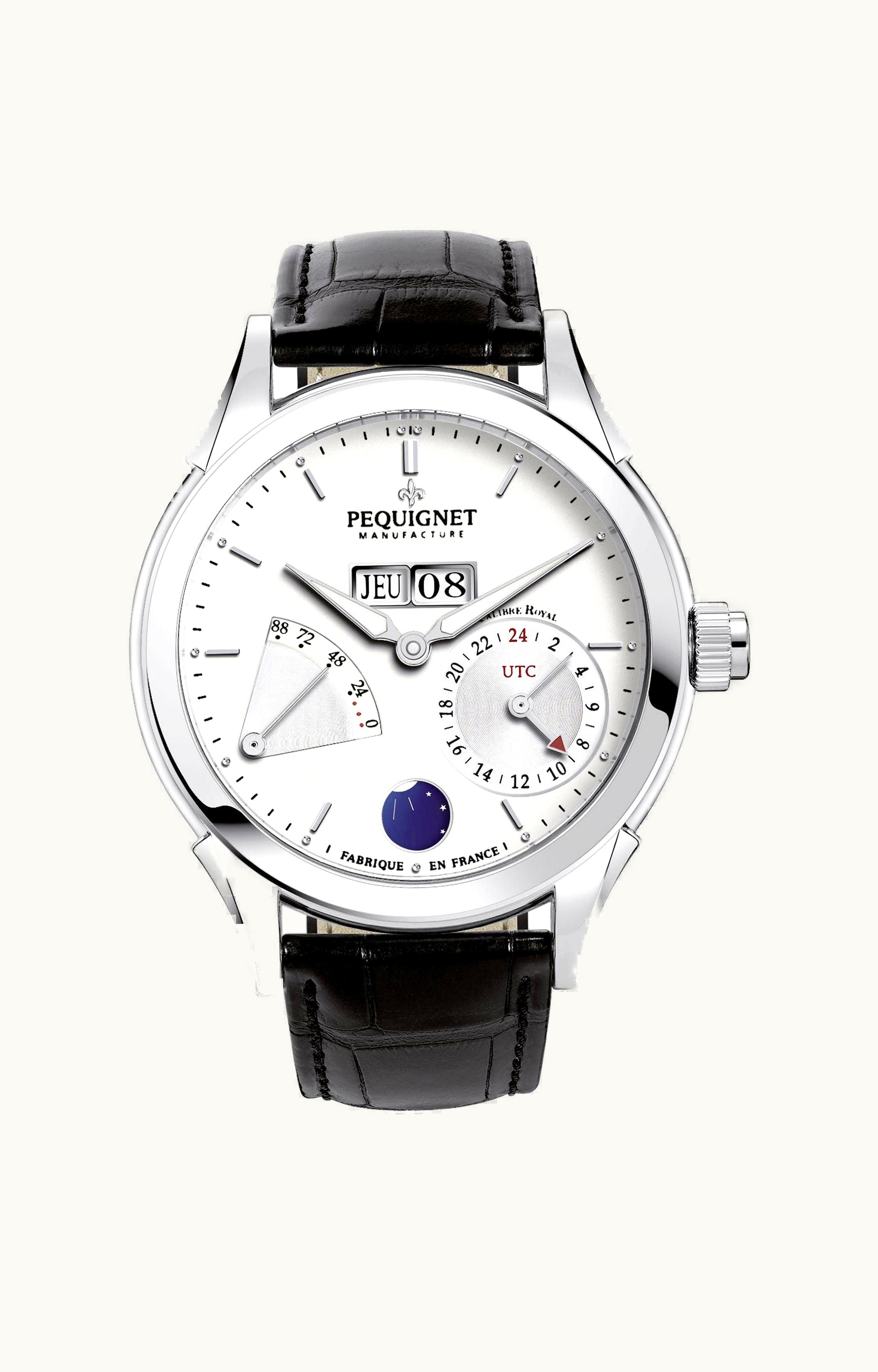 Pequignet Rue Royale Stainless Steel / Silver / Black Alligator