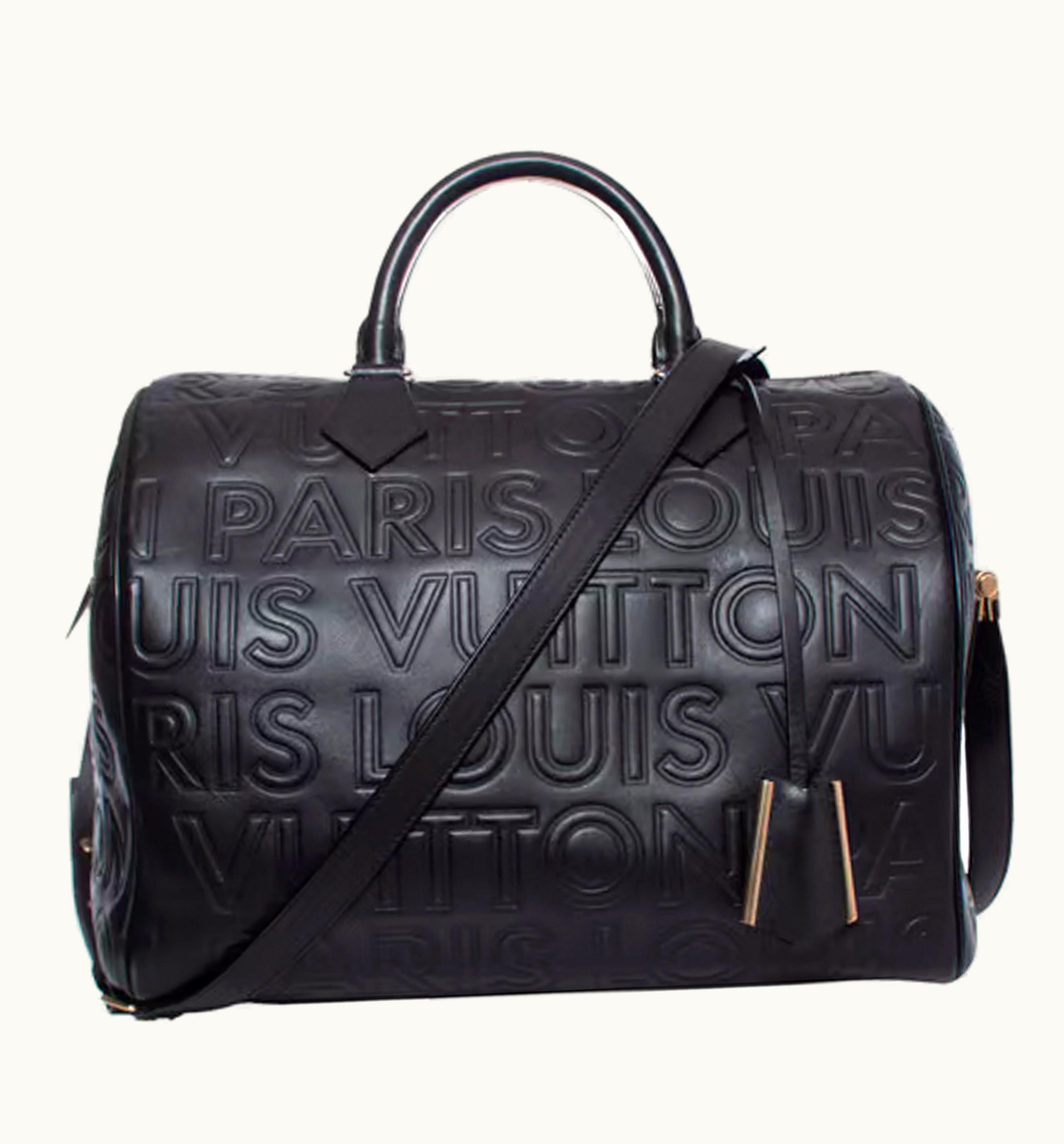 Louis Vuitton Louis Vuitton Speedy Bandoulière Embossed Paris 30 Black