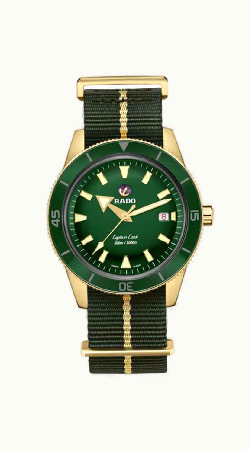 Rado HyperChrome Captain Cook 45 Titanium / Green / Alligator