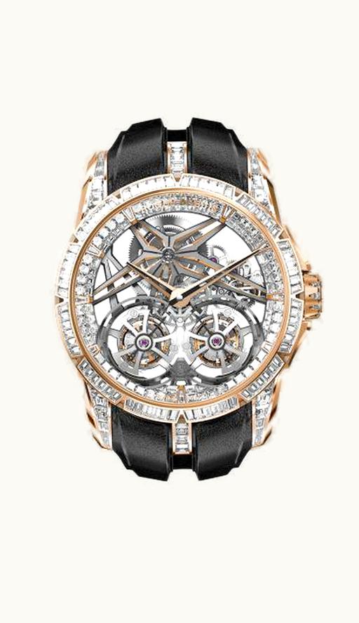 Roger Dubuis Excalibur Double Flying Tourbillon Rose Gold / Grey / Diamond