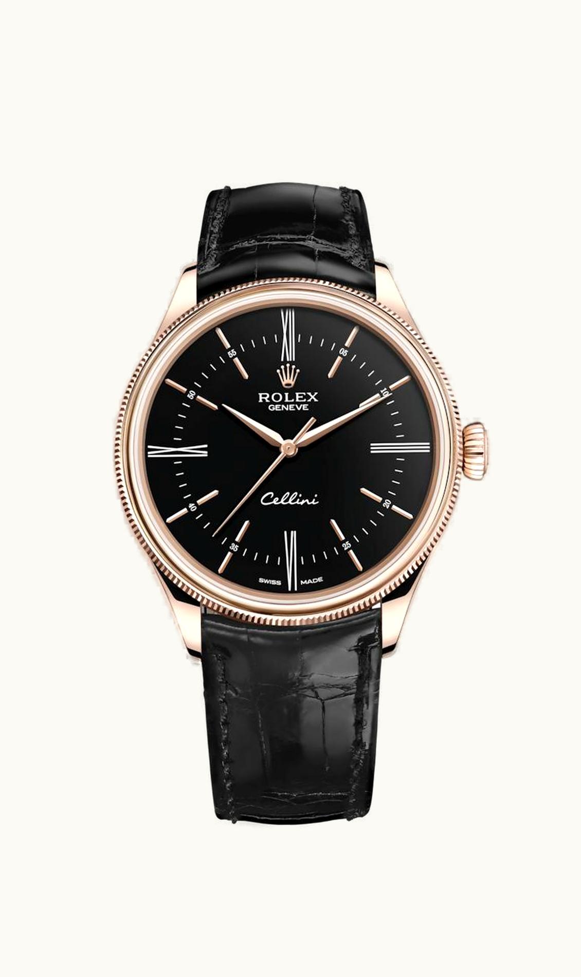 Rolex Cellini Time Everose / Black / Alligator Black