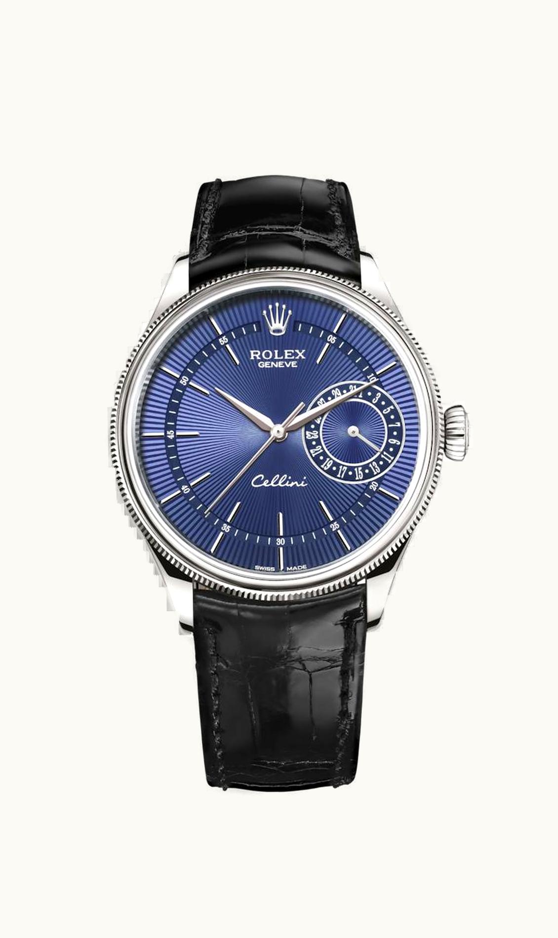 Rolex Cellini Date White Gold / Blue / Alligator Black