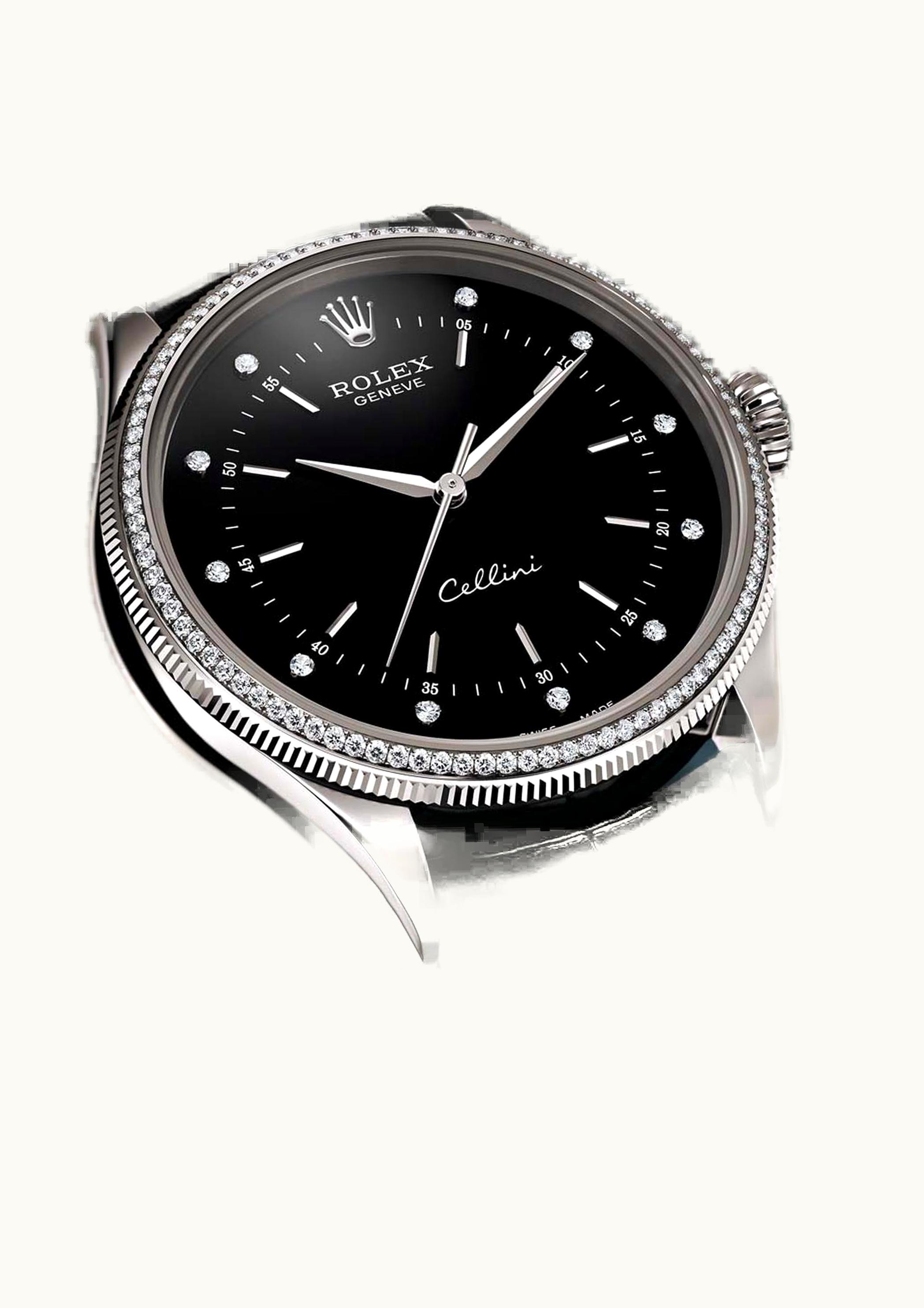 Rolex Cellini Time White Gold / Diamond / Black