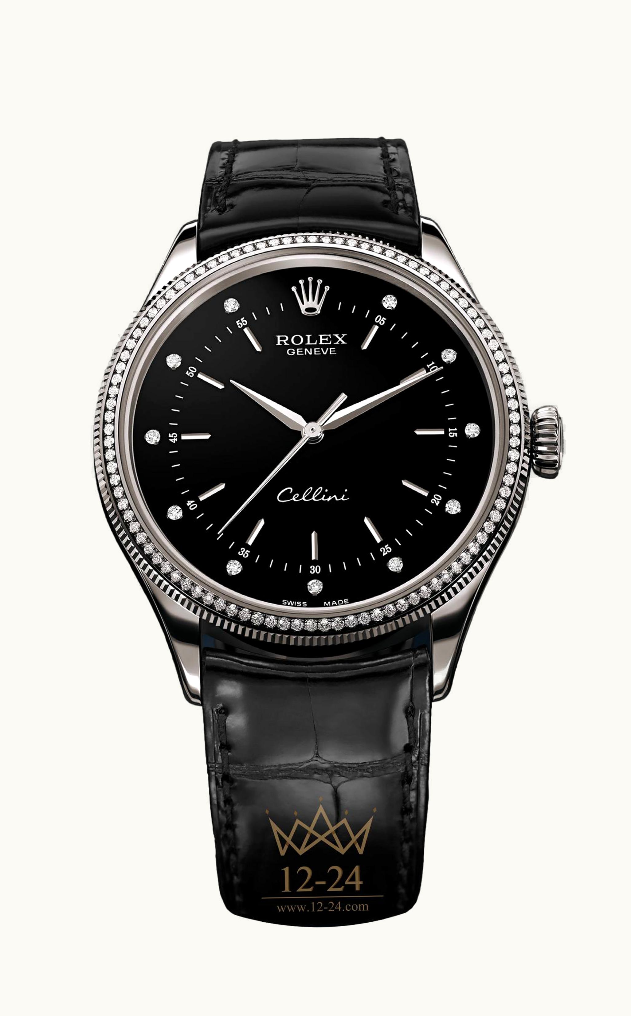 Rolex Cellini Time White Gold / White / Alligator Black