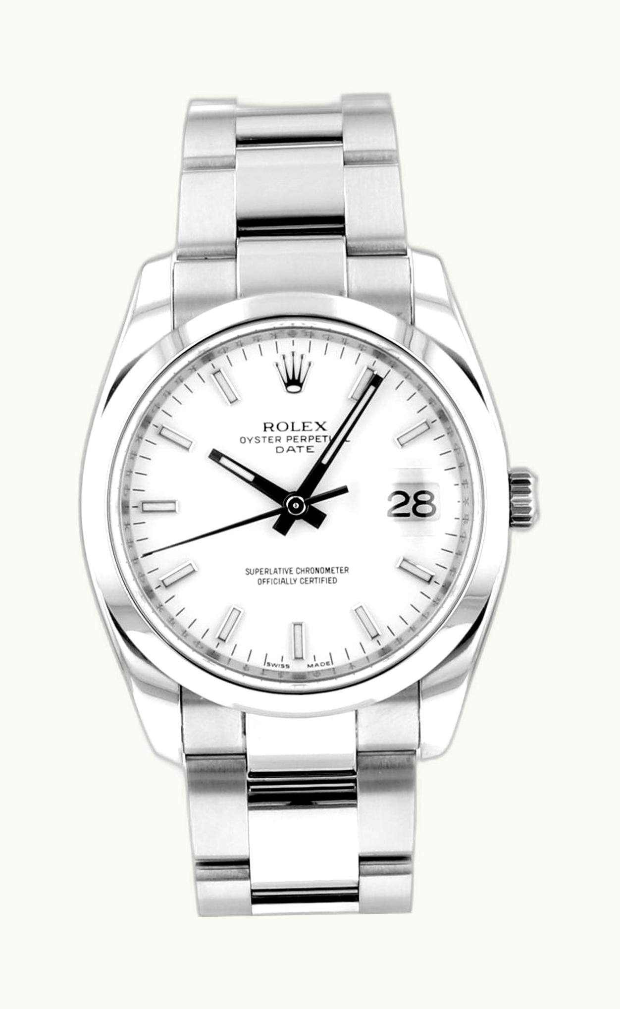 Rolex Oyster Perpetual Date 34 Stainless Steel Domed / Oyster / White