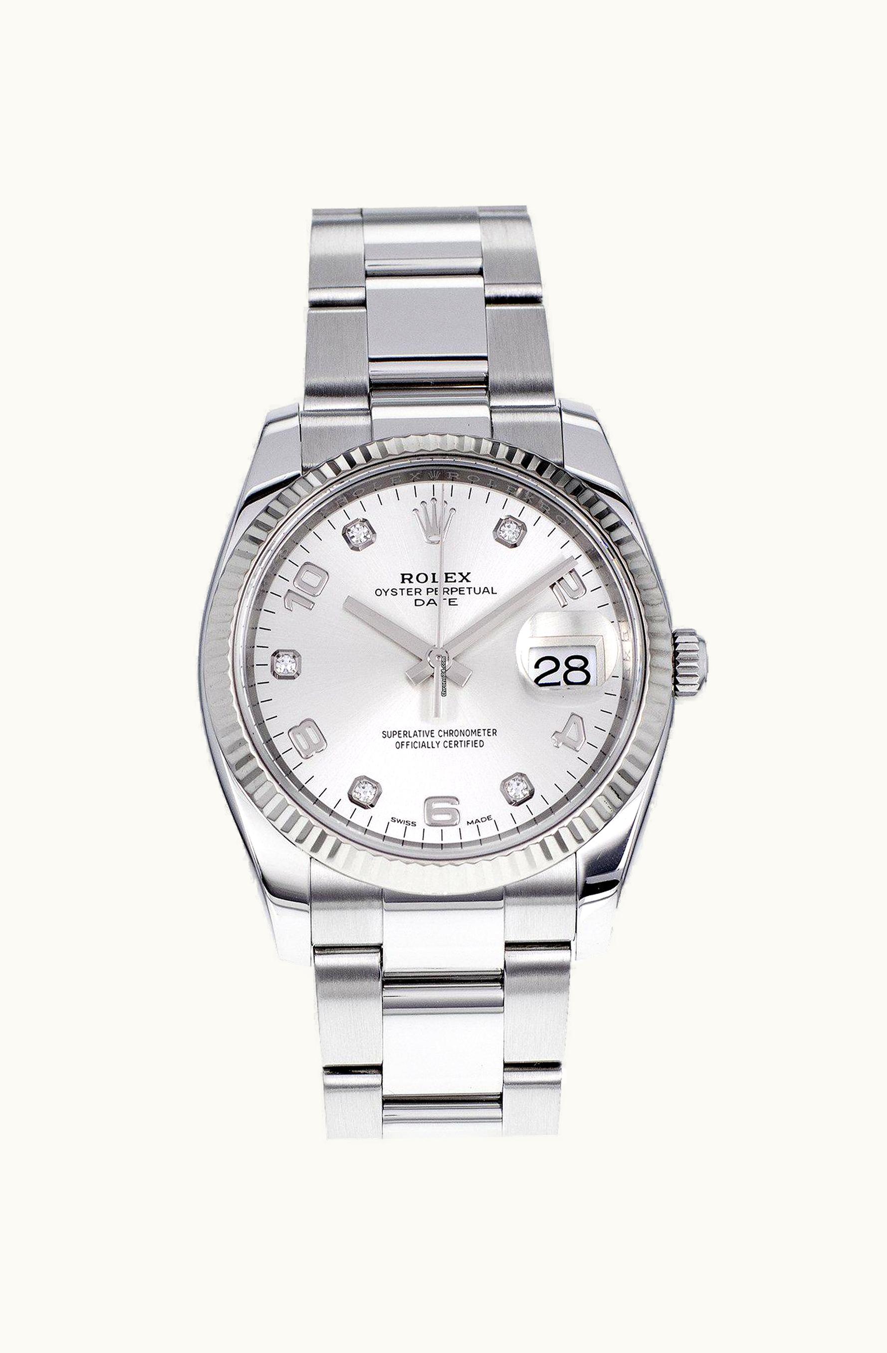 Rolex Oyster Perpetual Date 34 Stainless Steel Fluted / Oyster / Silver